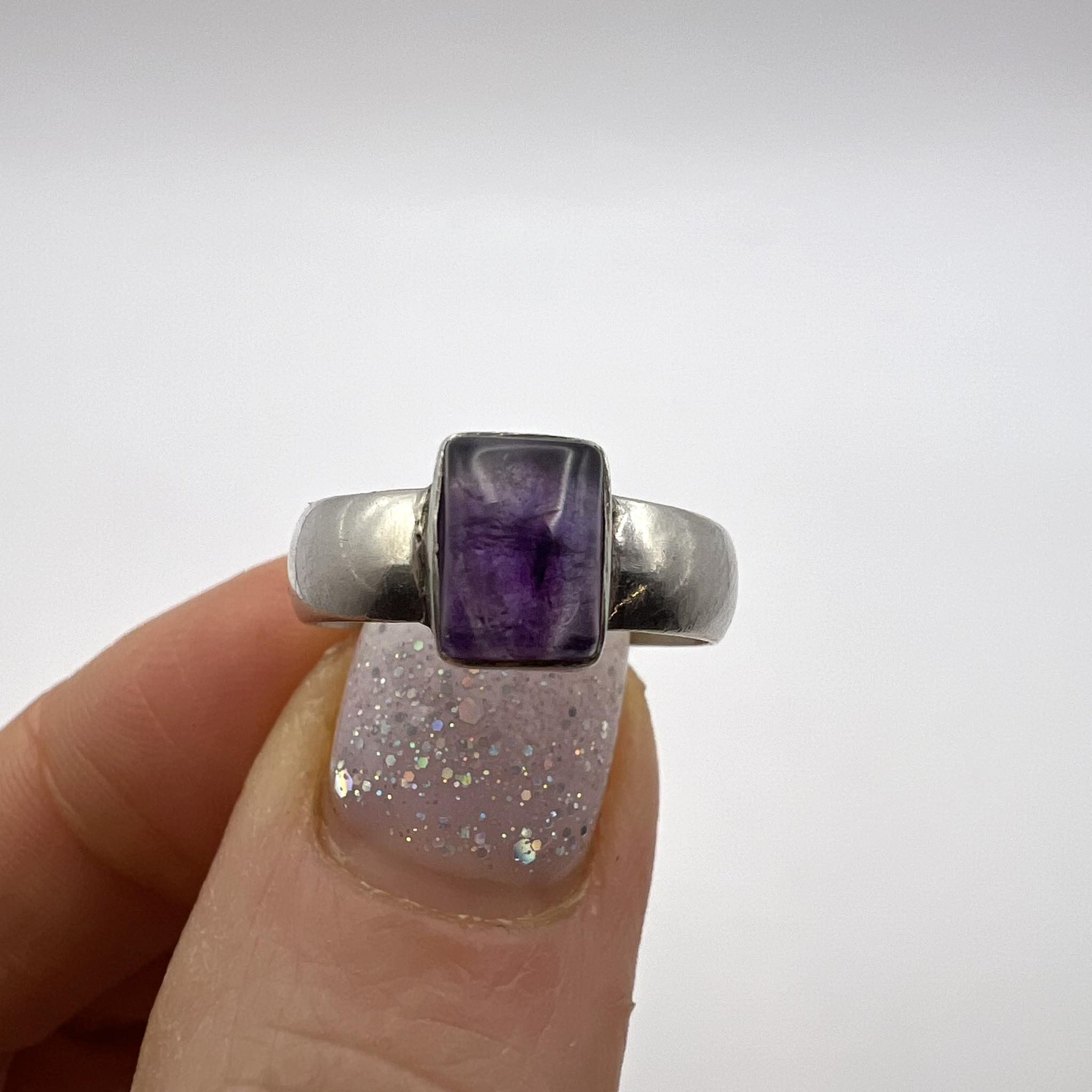 Sterling Silver Vintage Sterling Silver Jewelry Ring Natural Amethyst Size 6 Size ONE SIZE - 5 Thumbnail