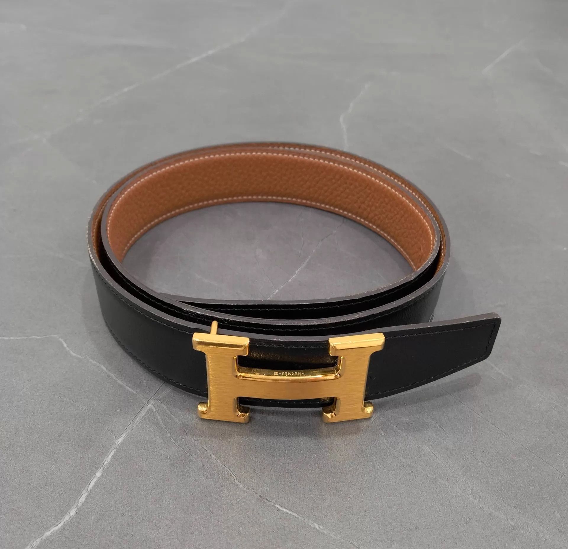 Hermes HERMES Double Calfskin Belt 3.2cm x 85cm 95 New Size ONE SIZE - 1 Thumbnail