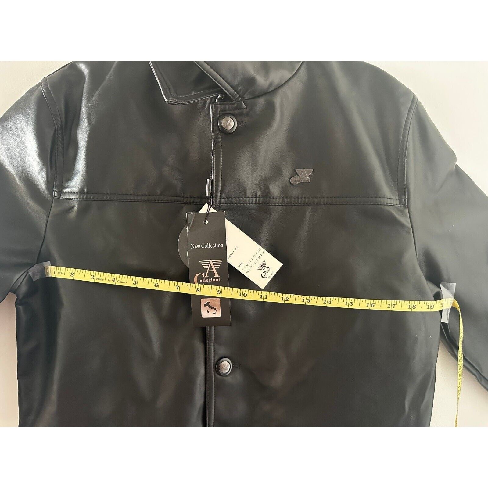 Armani Collezioni Collezioni Black Faux Leather Mid-Length Jacket NWT Mens M/L Size US M / EU 48-50 / 2 - 6 Thumbnail