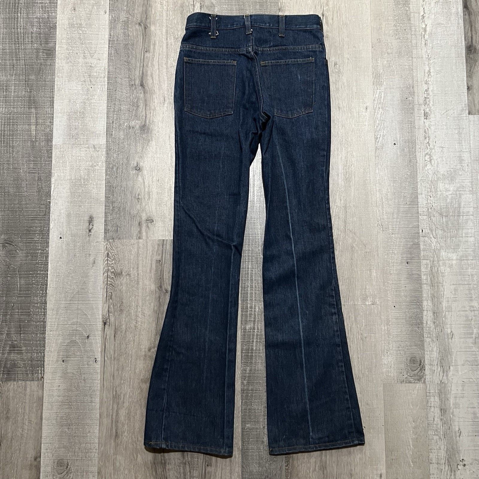 Vintage VTG Hippie Dark Wash Western Boot Cut Flared Denim Jeans 30" Size 29" - 2 Thumbnail