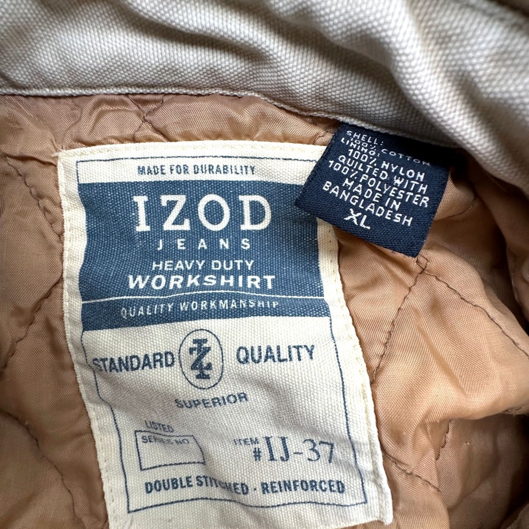 Izod VINTAGE Izod Heavy Duty Duck Canvas Lined Work Shirt Mens XL Beige Long Sleeve Size US XL / EU 56 / 4 - 3 Thumbnail