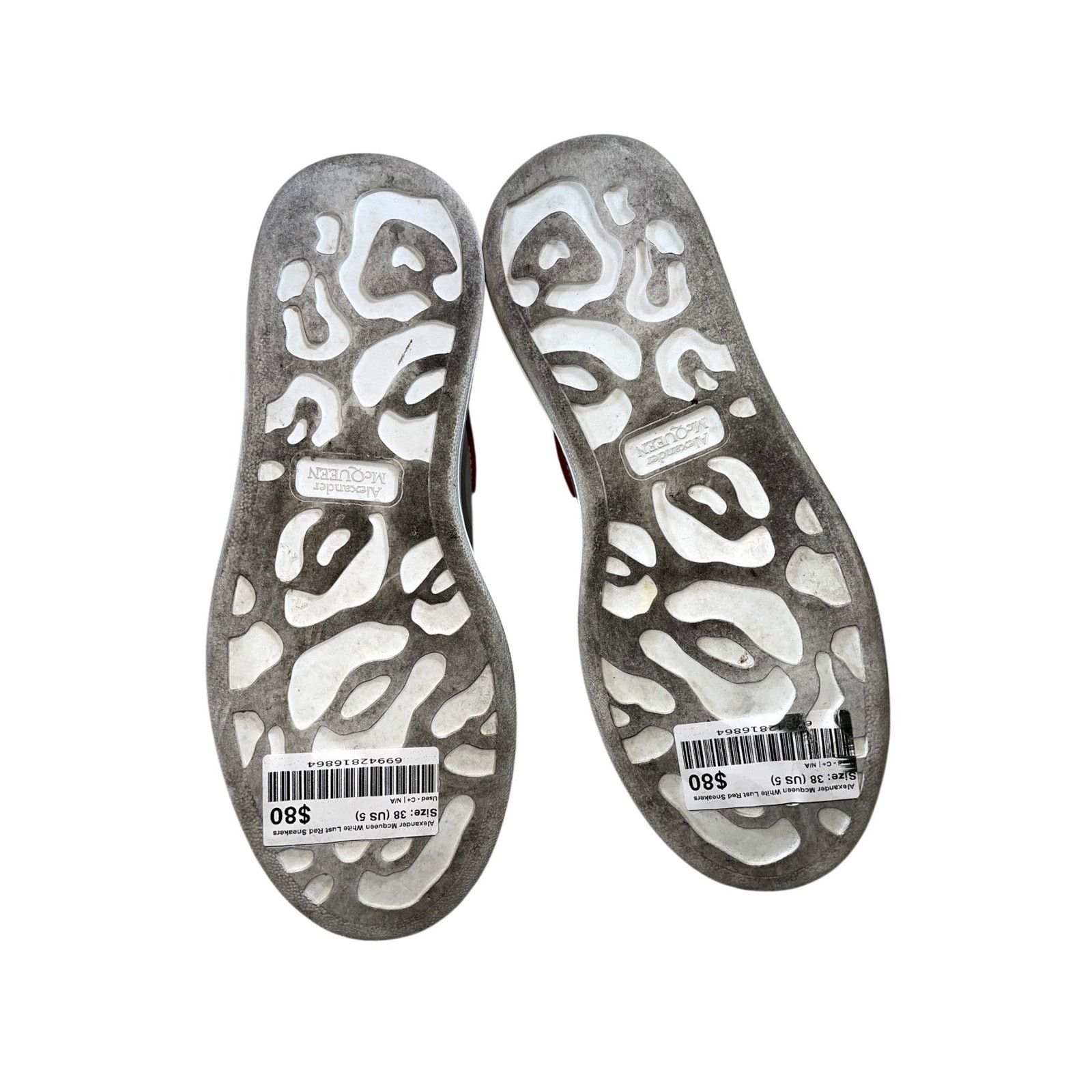 Alexander McQueen Alexander Mcqueen White & Lust Red Sneakers Size US 5 / EU 37 - 6 Thumbnail