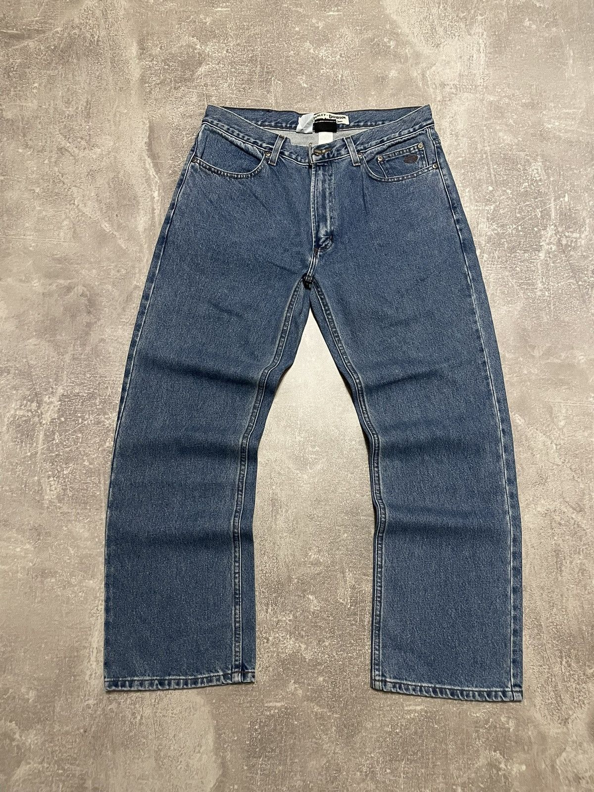 Harley Davidson × Vintage Vintage Harley Davidson Buggy Blue Denim Jeans Y2K 34/30 Size US 34 / EU 50 - 2 Thumbnail