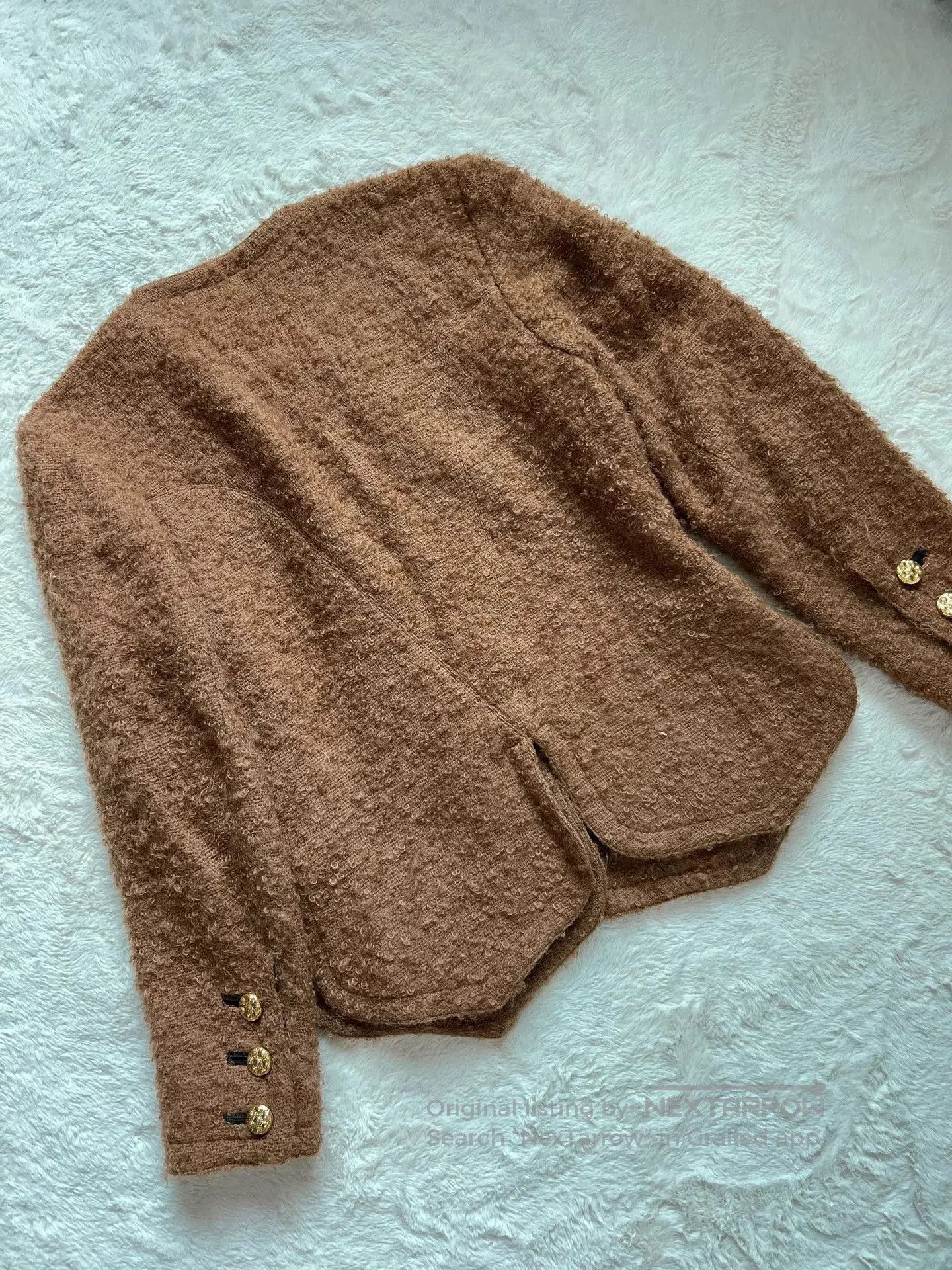 Saint Laurent Paris Vintage YSL Brown Wool Jacket with Gold Buttons. Size S / US 4 / IT 40 - 5 Thumbnail