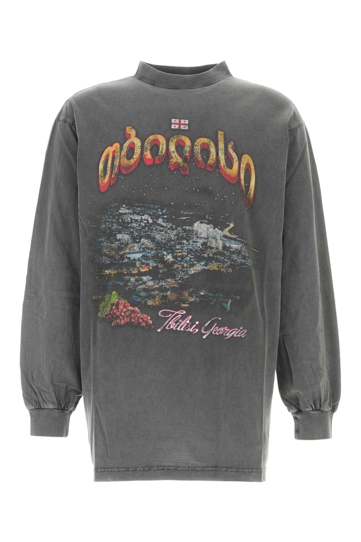 Balenciaga Charcoal Cotton Oversize Tbilisi T-Shirt | Grailed