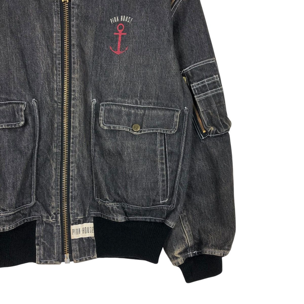 Japanese Brand 🔥VINTAGE DENIM BOMBER JACKET PINK HOUSE ISSEY MIYAKE Size US M / EU 48-50 / 2 - 7 Thumbnail