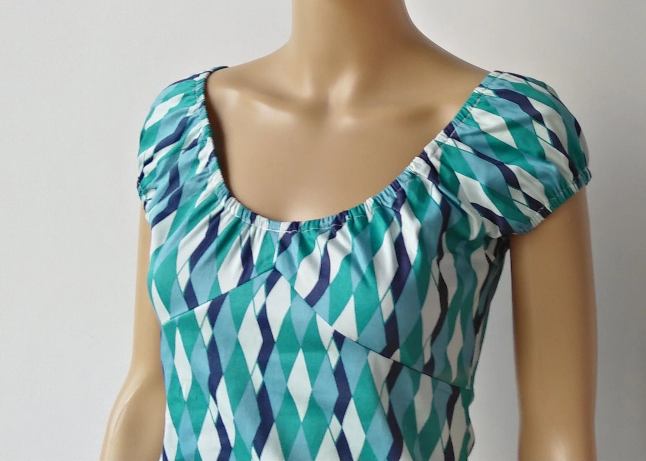 Other Harlequin Printing Zipper Back Vintage Women Tops Blue Size L / US 10 / IT 46 - 3 Thumbnail