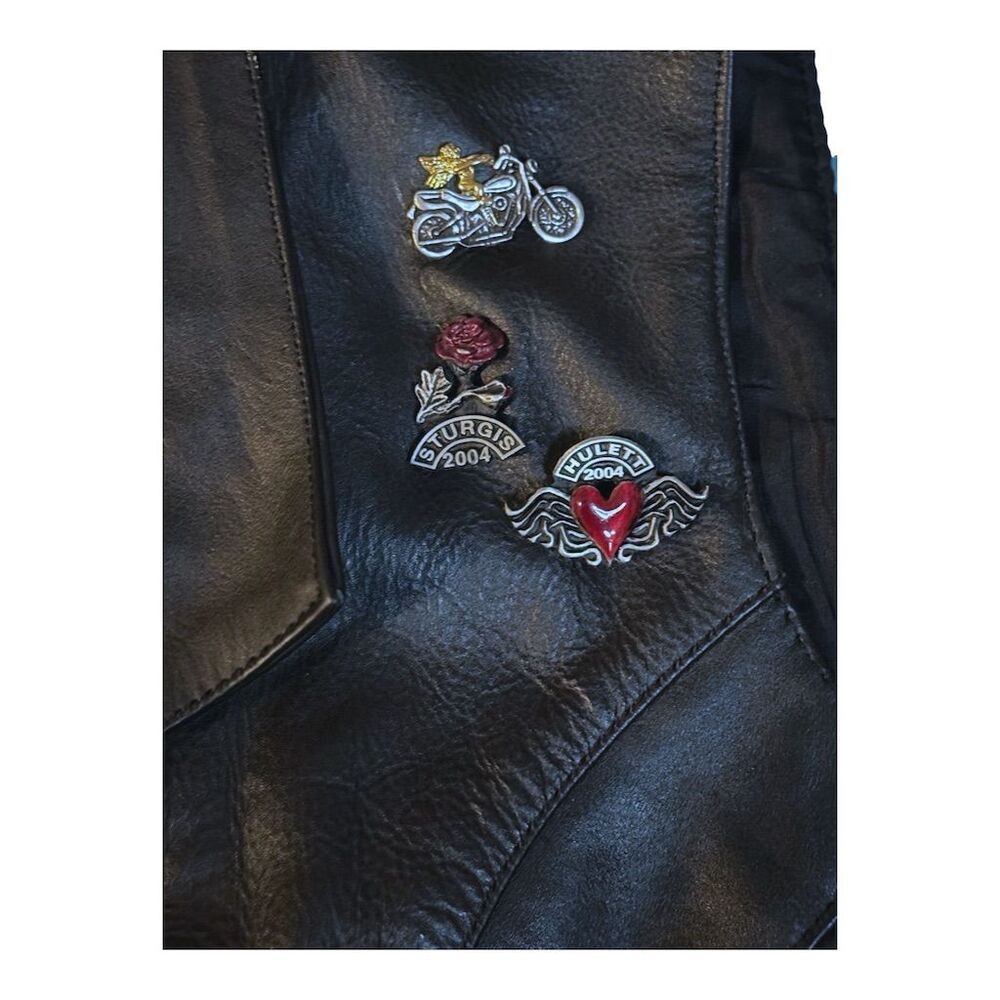 Vintage Vintage UNIK Y2K Black Leather Biker Vest L with Vintage Pi Size L / US 10 / IT 46 - 5 Thumbnail