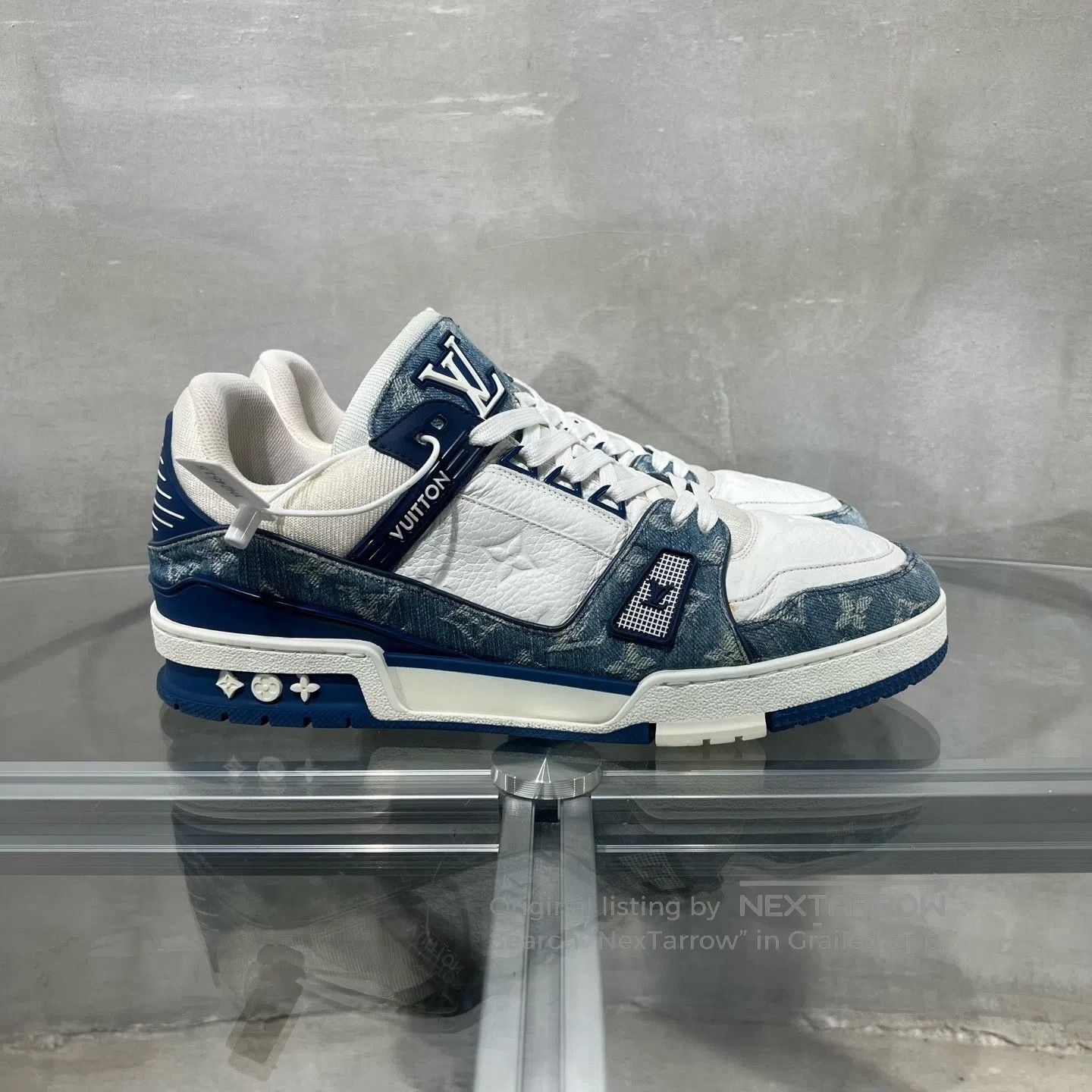 Louis Vuitton Louis Vuitton trainer White and Blue Jeans Board Shoes Size US 10.5 / EU 43-44 - 4 Thumbnail