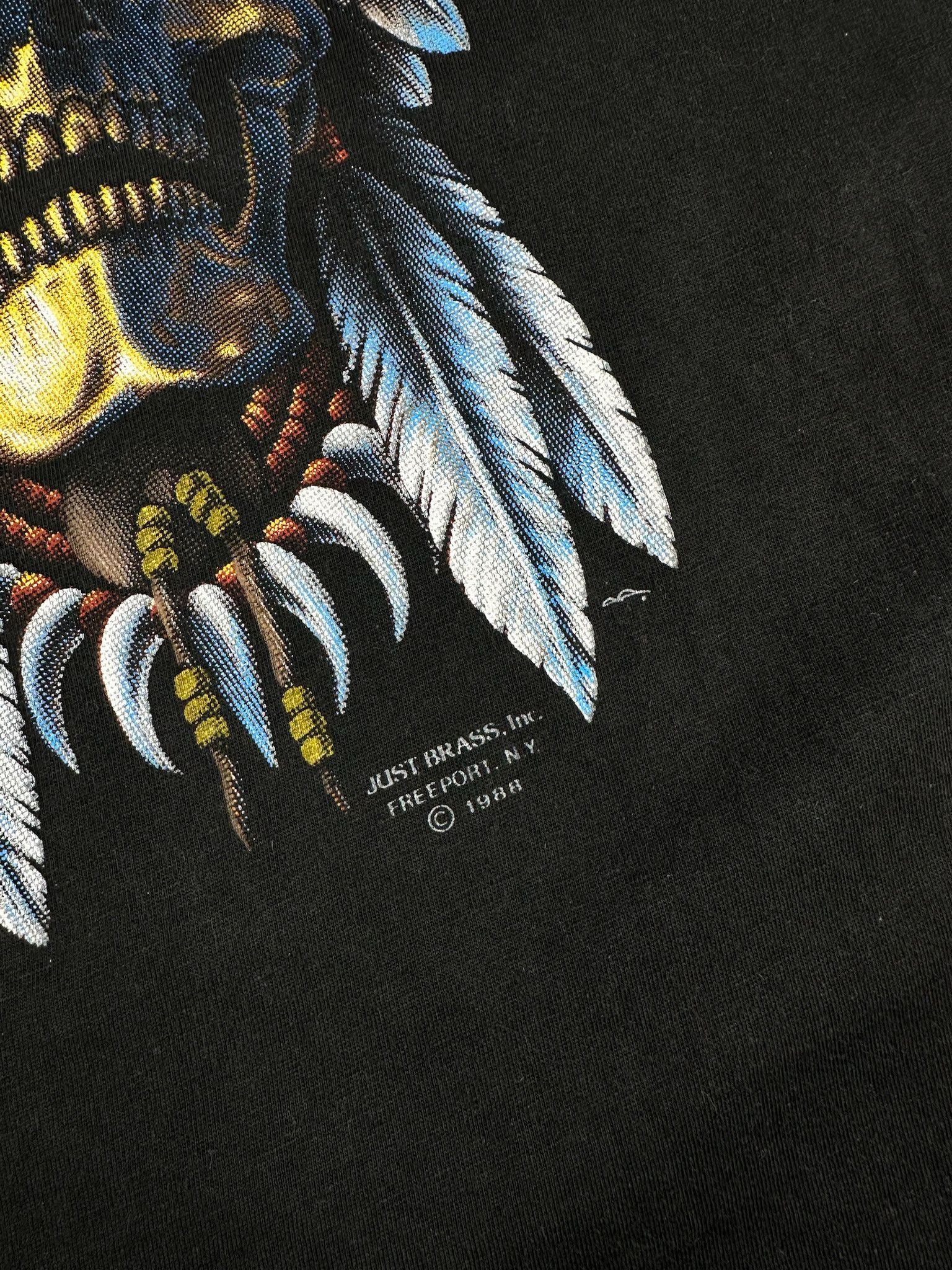 Vintage Vintage 1988 TShirt 3D Emblem just brass skull native Size US XL / EU 56 / 4 - 3 Thumbnail