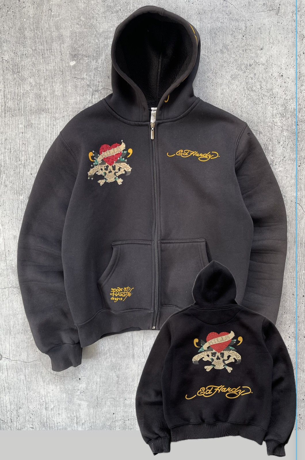 Ed Hardy × Vintage Ed hardy zip up hoodie y2k veryrare Size XXL / US 16-18 / IT 52-54 - 1 Thumbnail