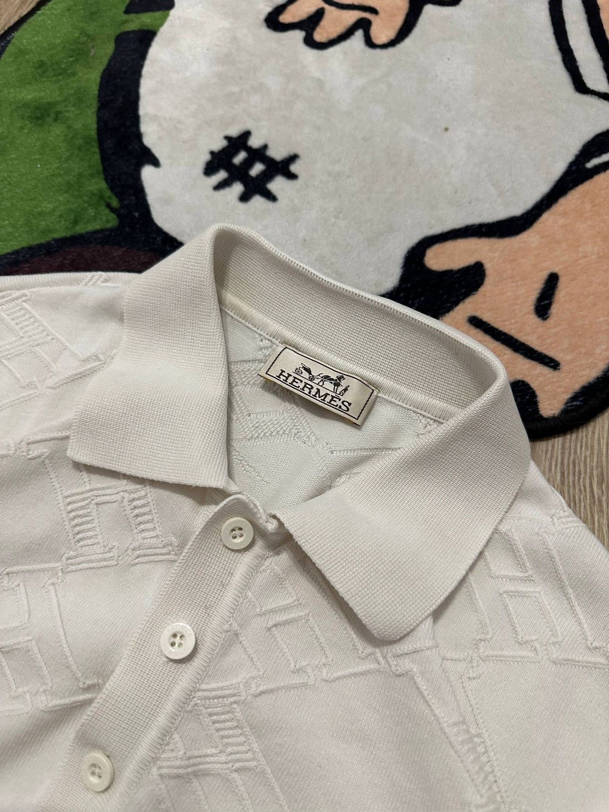 Hermes Hermes white monogram polo shirt Size US XL / EU 56 / 4 - 4 Thumbnail