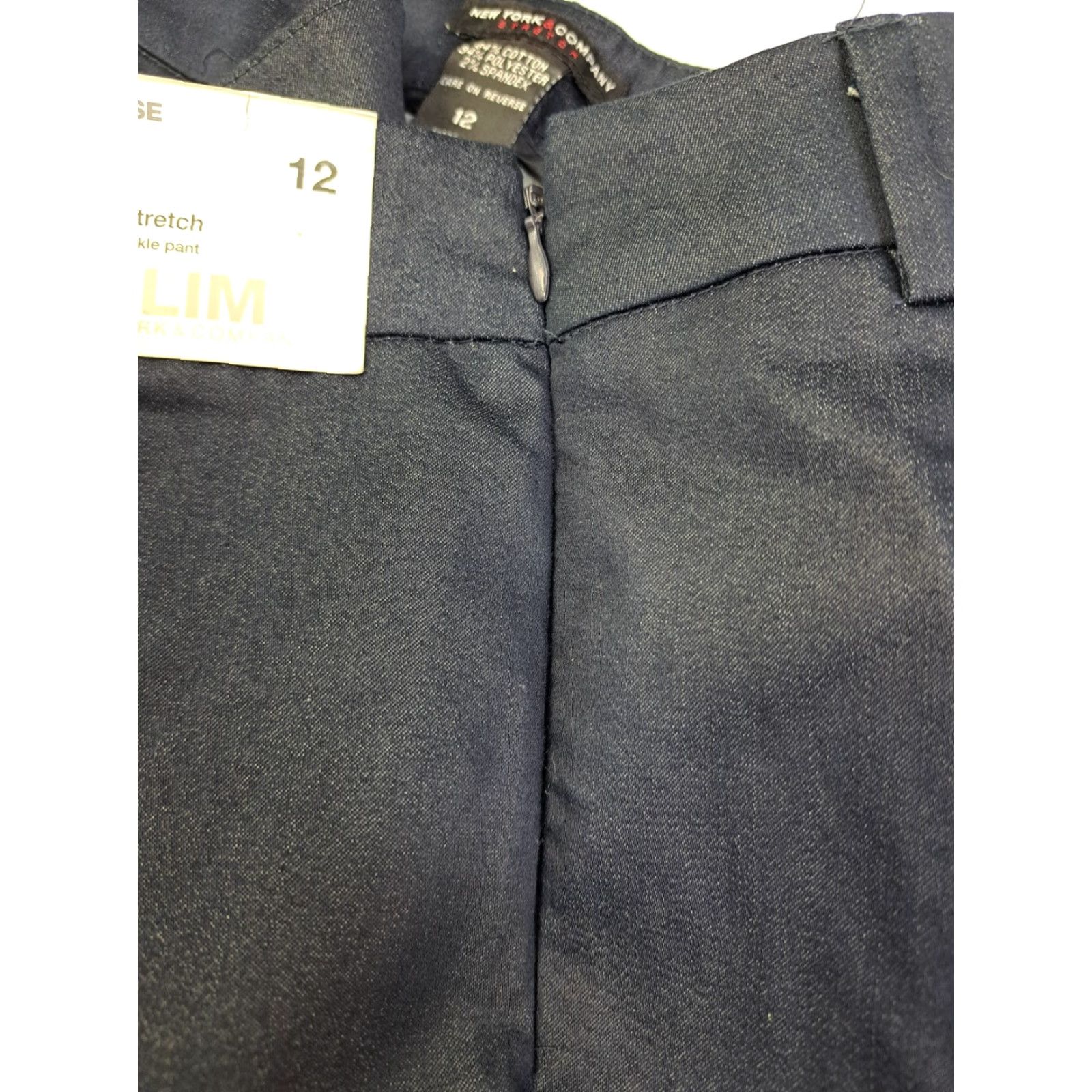 Vintage NWT New York & Co Womens Mid Rise Slim Ankle Pants Stretch Side Zip Blu 12 #6791 Size 34" / US 12 / IT 48 - 6 Thumbnail