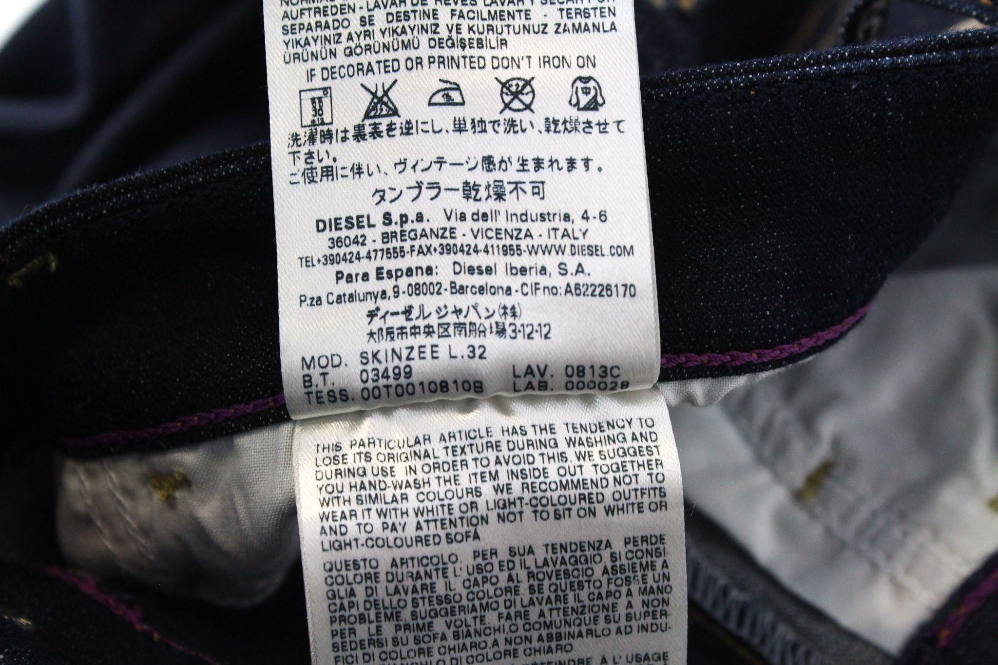 Diesel SKINZEE 0813C W26/L32 Blue Stretch Jeans 71399 Size 26" / US 2 / IT 38 - 9 Thumbnail