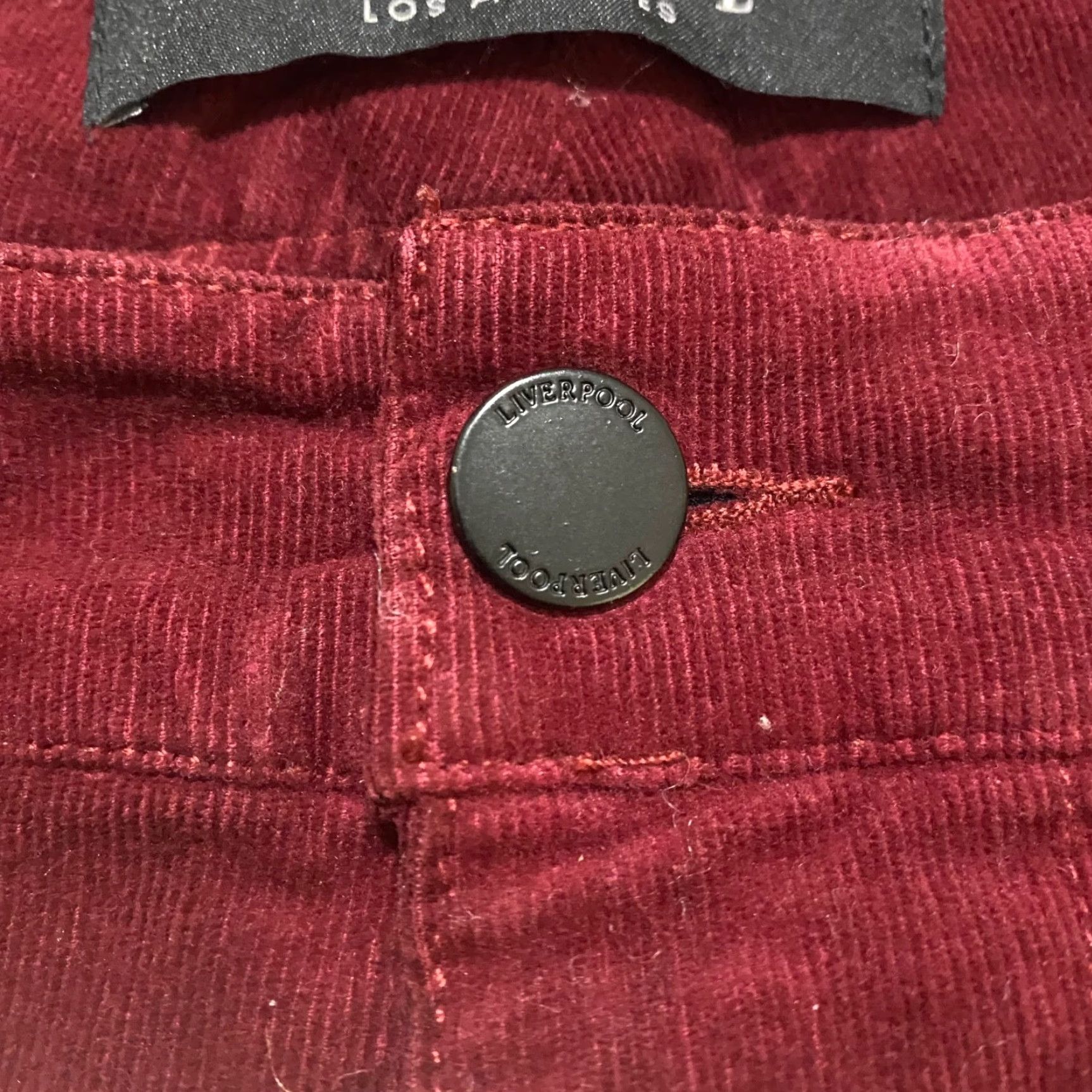 Vintage Liverpool Womens sz 12 Jeans Red Corduroy Wide Leg Crop High Rise Crop Dark Wash Size 34" / US 12 / IT 48 - 4 Thumbnail