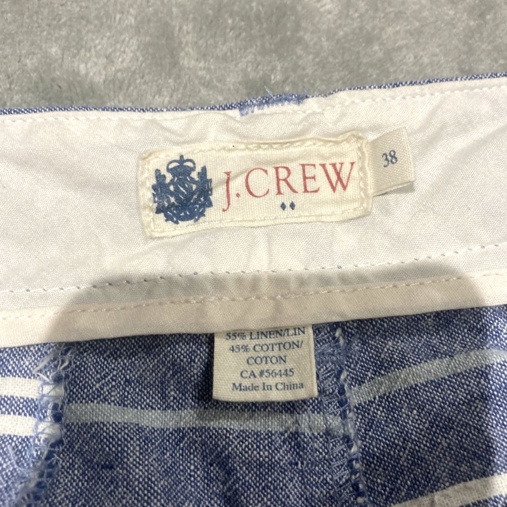 J.Crew J.CREW Shorts Mens 38 Chino Flat Front Blue White Linen Cotton Blend Casual Belt Loops Pockets Regular Size US 38 / EU 54 - 4 Thumbnail