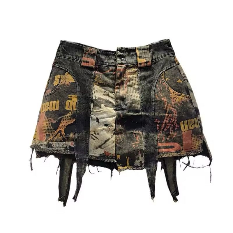 Other Retro Custom Vintage Patchwork Irregular Skirt Y2k Size 28" / US 6 / IT 42 - 1 Thumbnail