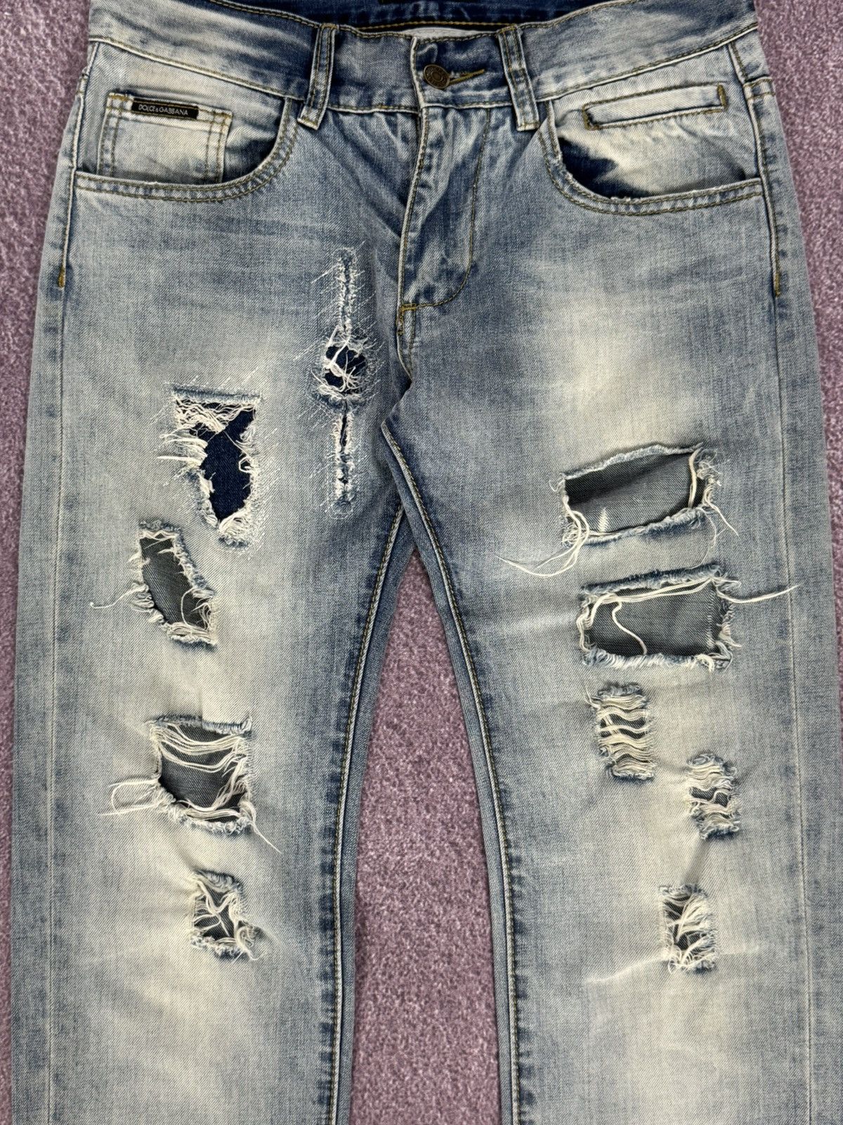 Dolce & Gabbana D&G Dolce & Gabbana Y2K Ribbed Denim Faded Jeans Size 32" / US 10 / IT 46 - 5 Thumbnail