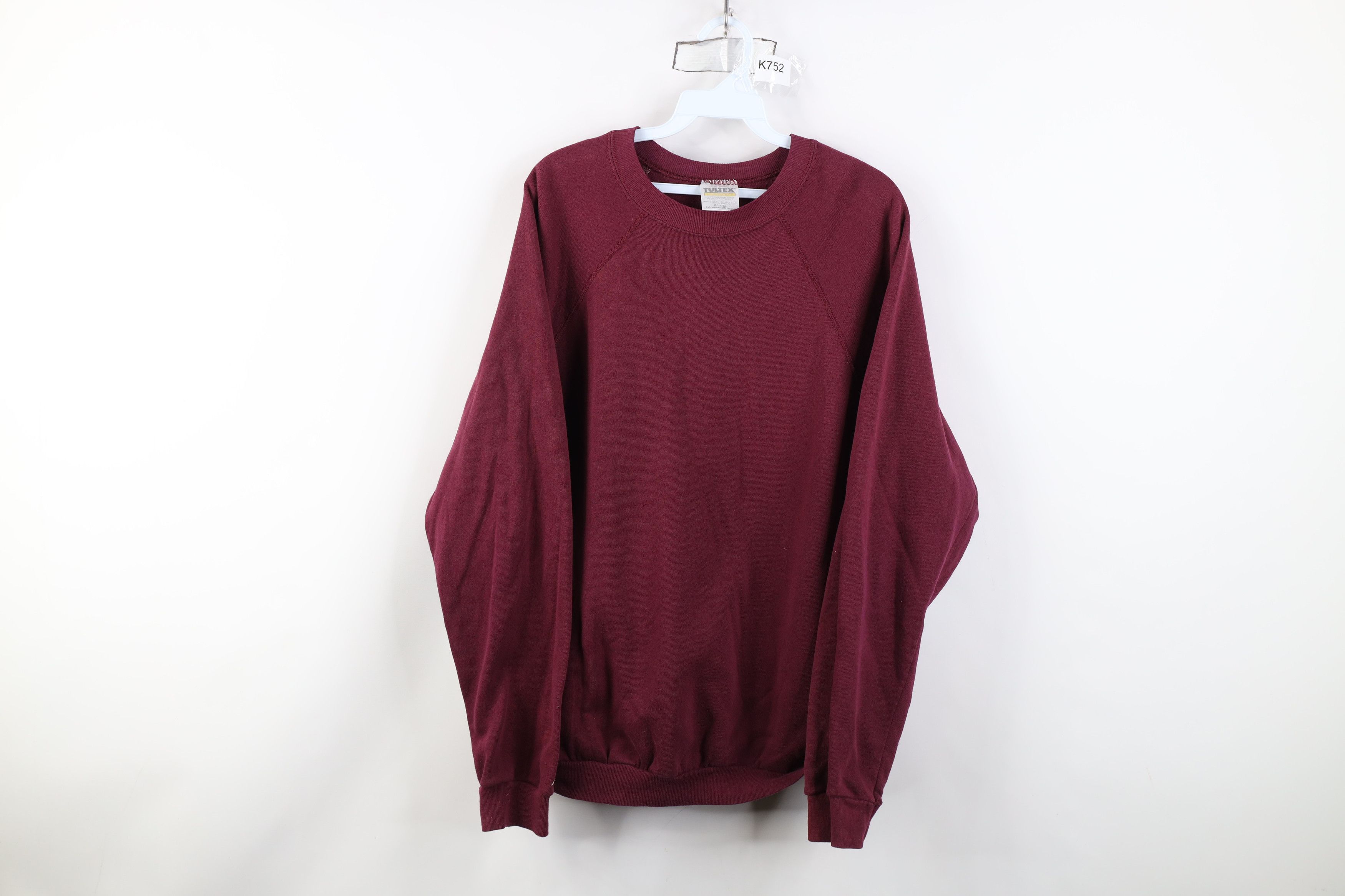 Vintage Vintage 90s Streetwear Crewneck Sweatshirt Burgundy USA Size US XL / EU 56 / 4 - 1 Thumbnail