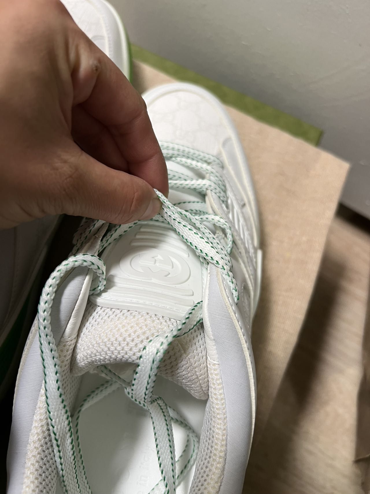 Gucci Gucci Basket Low White Demetra Green Size US 12.5 / EU 45-46 - 2 Thumbnail