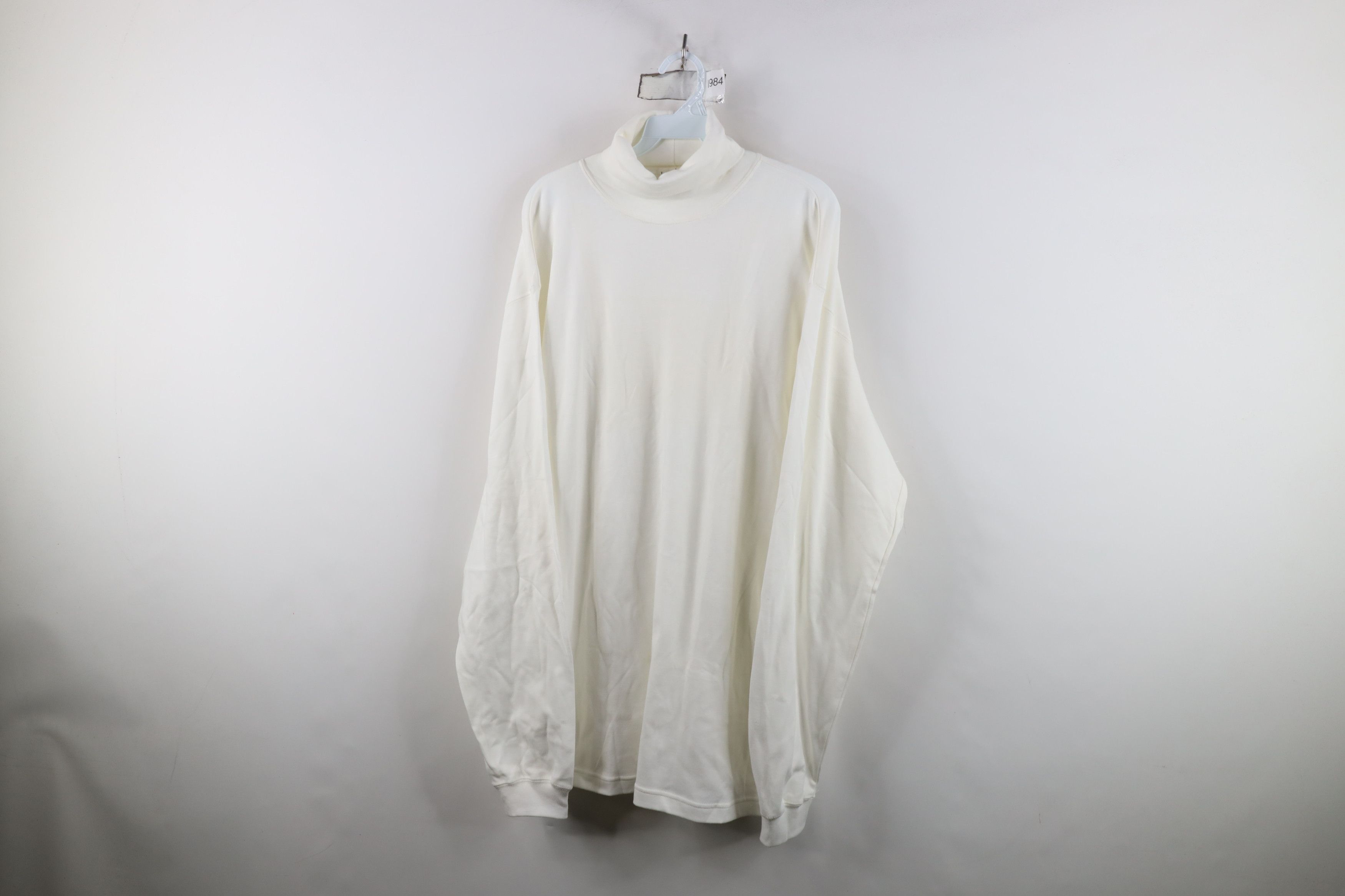 J.Crew Vintage 90s J Crew Soft Cotton Knit Turtleneck T-Shirt White Size US XL / EU 56 / 4 - 1 Thumbnail