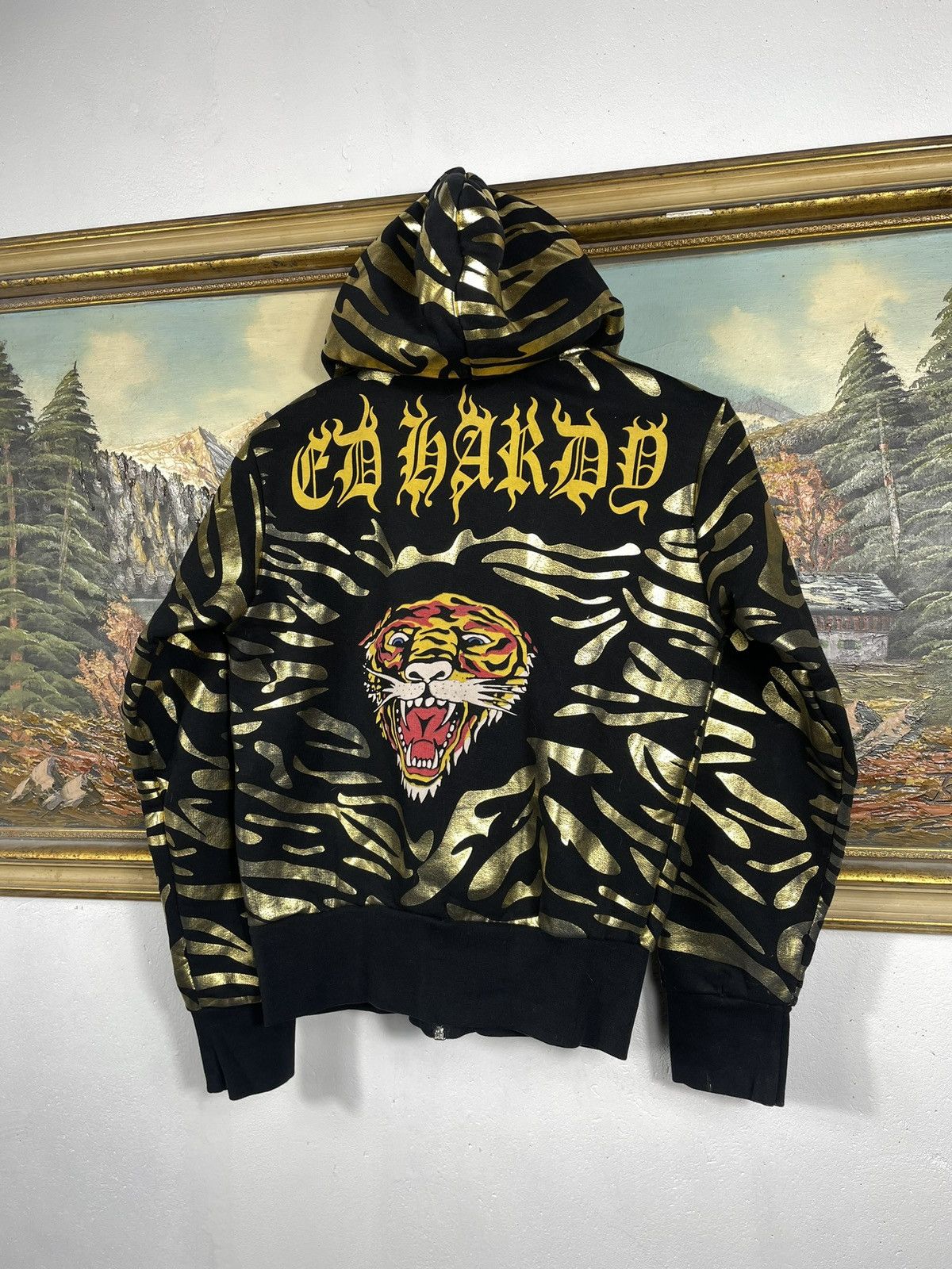 Christian Audigier × Ed Hardy × Vintage Ed Hardy Retro 00s Hoodie With Crystals Affliction Grunge Size US XS / EU 42 / 0 - 6 Thumbnail