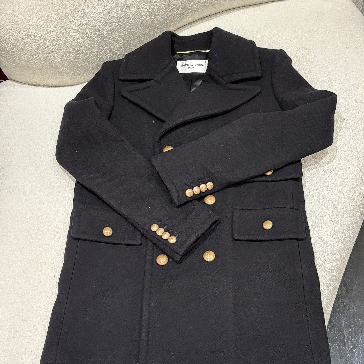 Saint Laurent Paris Saint Laurent Double-Breasted Wool Coat Size 36 Size XS / US 0-2 / IT 36-38 - 1 Thumbnail