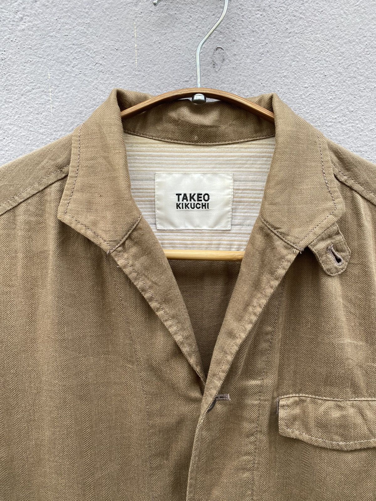 Japanese Brand × Takeo Kikuchi × Vintage 🔥RARE🔥 Vtg Japanese Designer Takeo Kikuchi Herringbone Shirt Size US M / EU 48-50 / 2 - 3 Thumbnail
