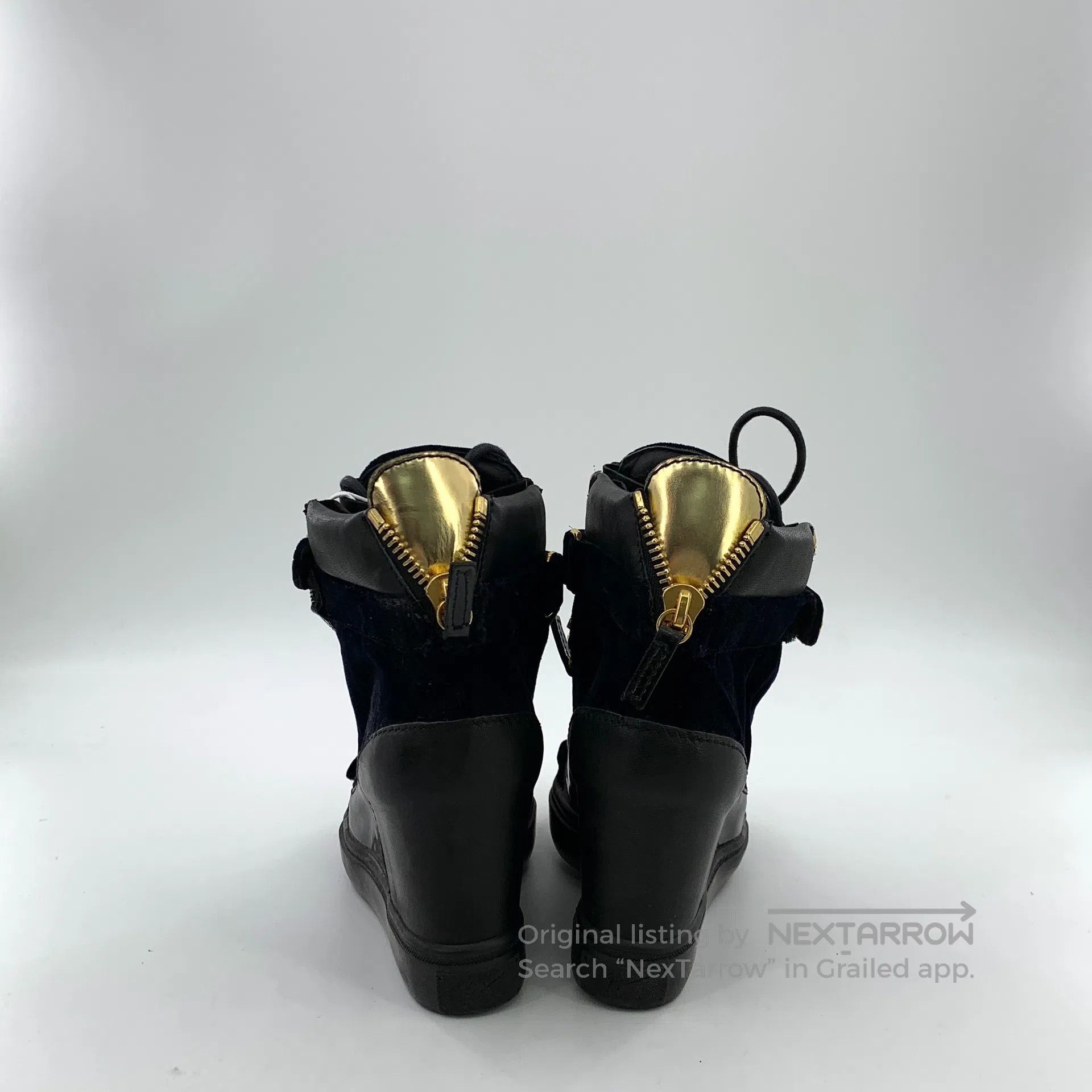 Giuseppe Zanotti Giuseppe Zanotti Black velvet double zipper design lace-up Size US 4.5 / IT 34.5 - 4 Thumbnail