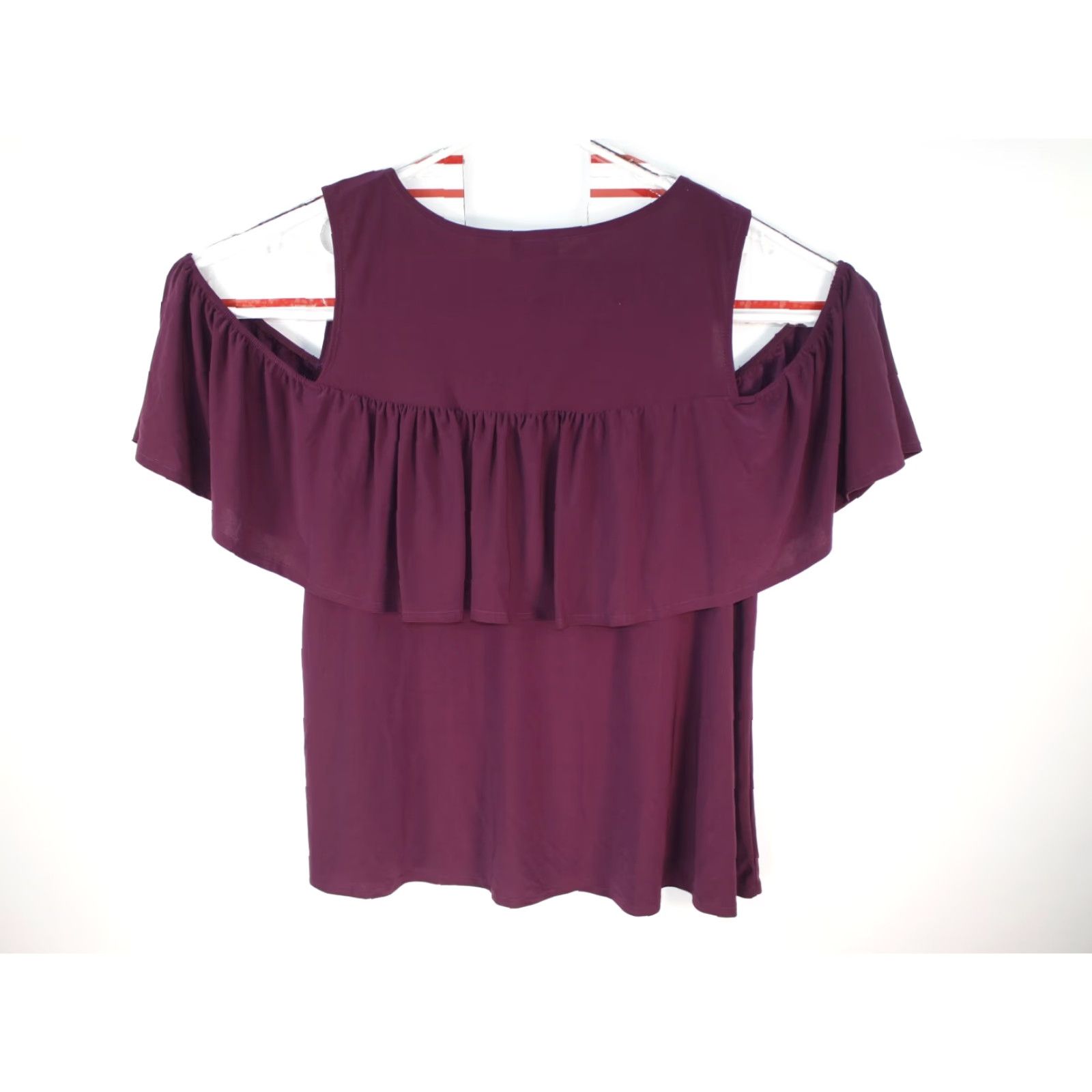 Vintage Star Vixen Top Women's Size 1X Burgundy Soft Shear Split Sleeve Cold Shoulder Womens Size XL / US 12-14 / IT 48-50 - 4 Thumbnail