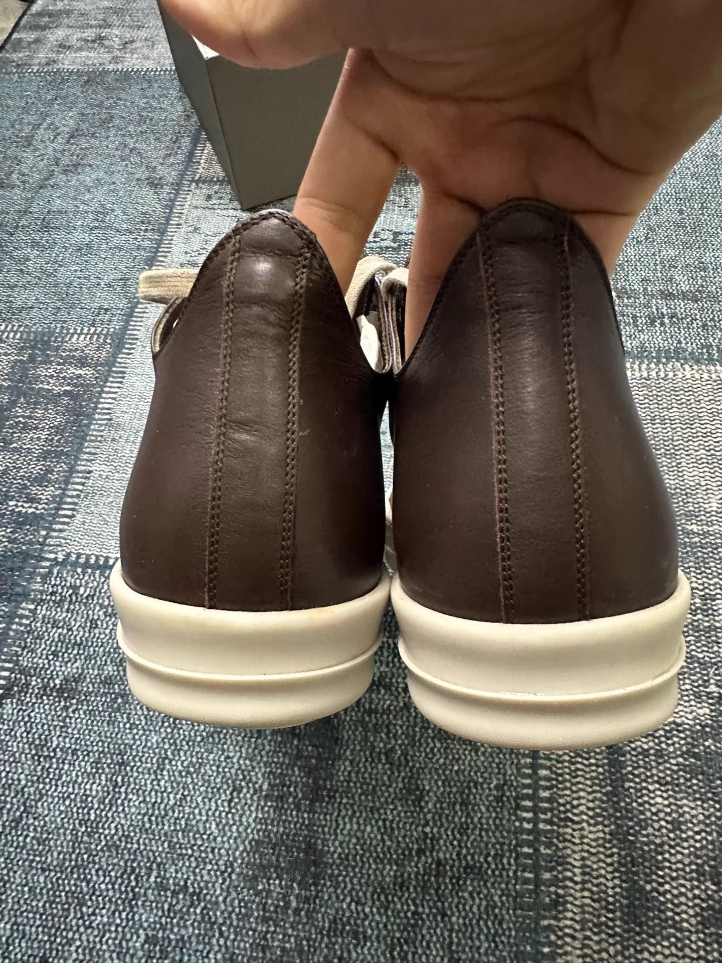 Rick Owens Rick Owens Mainline Low-Top Leather Sneakers 42 Black Brown Size US 9 / EU 42 - 4 Thumbnail