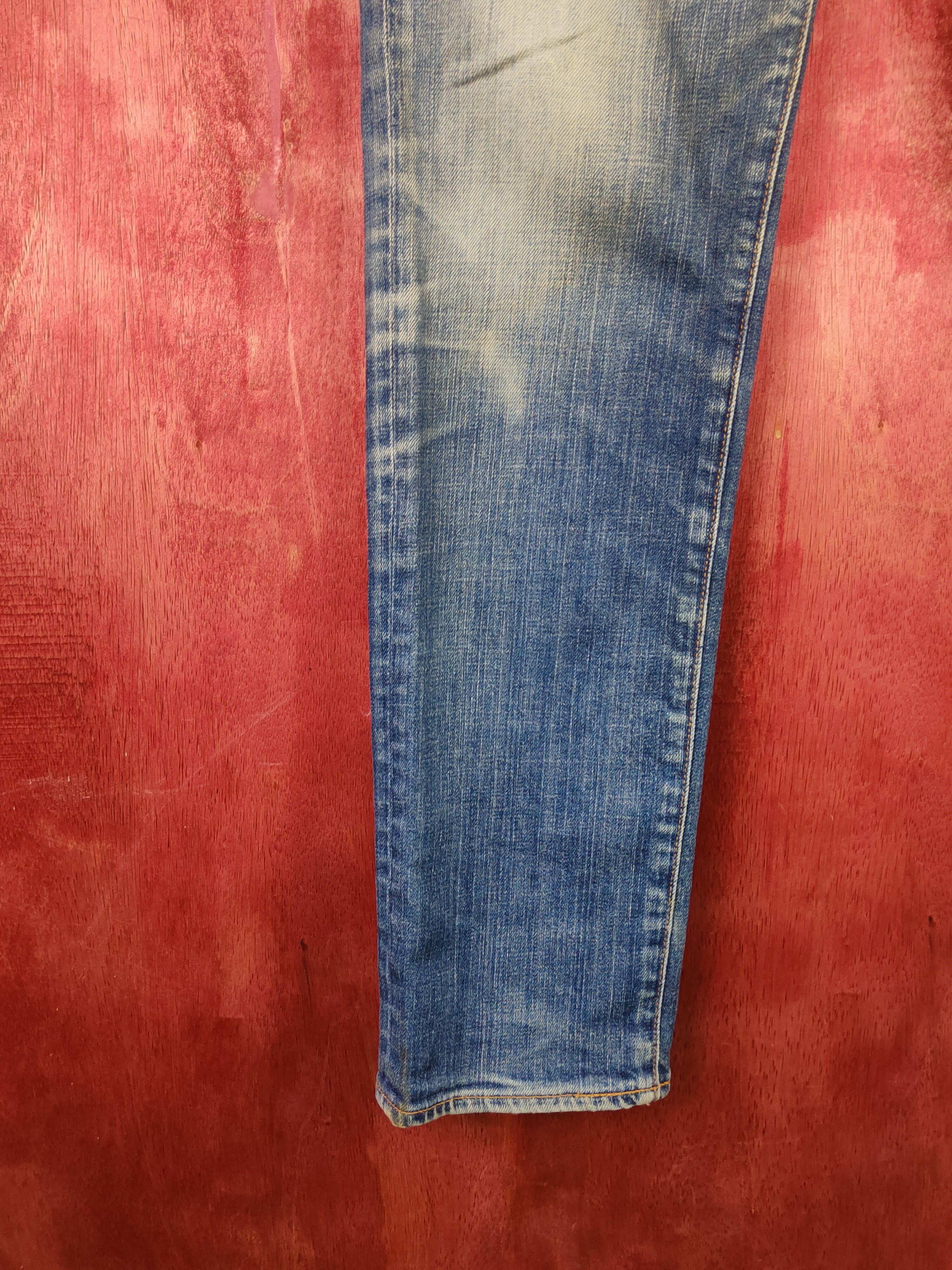 Japanese Brand Levi's Blue Faded Distressed Ripped Skinny Jeans #S1832 Size US 33 - 4 Thumbnail