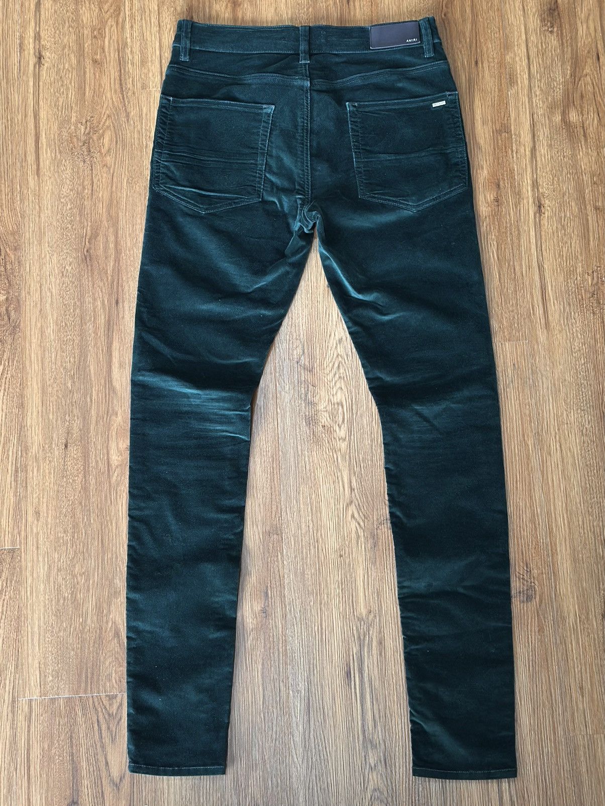 Amiri Amiri Velour Skinny Stack Pants Dark Green Size US 32 / EU 48 - 2 Thumbnail