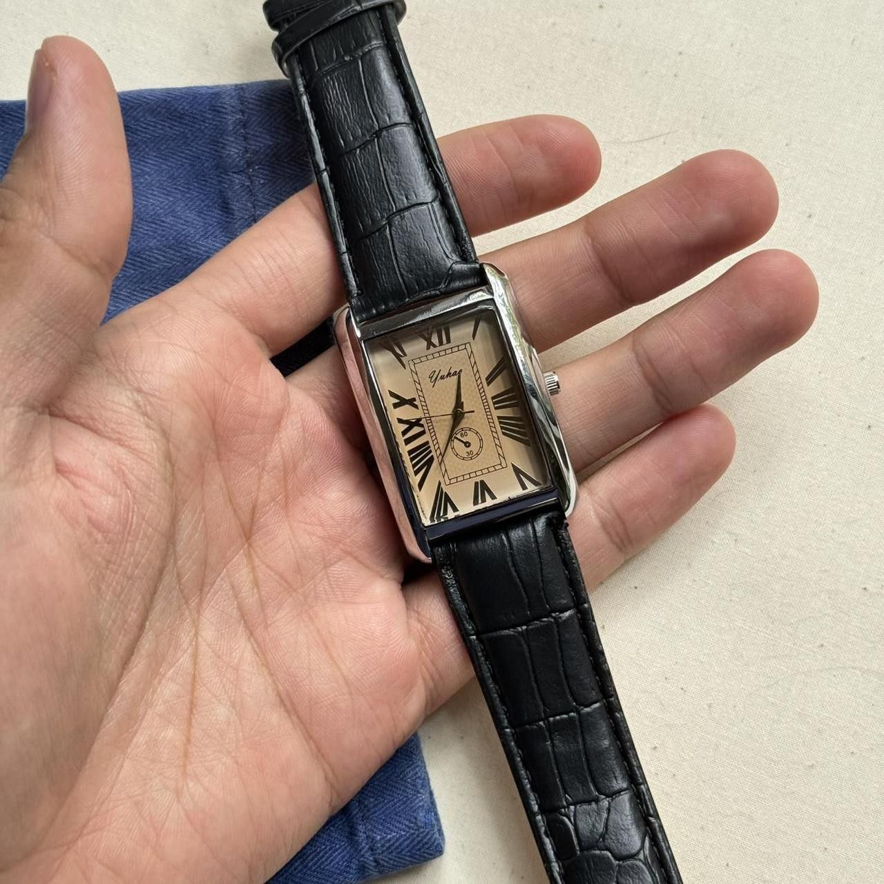 Vintage leather watch classy rich black luxury clock watch Size ONE SIZE - 2 Thumbnail