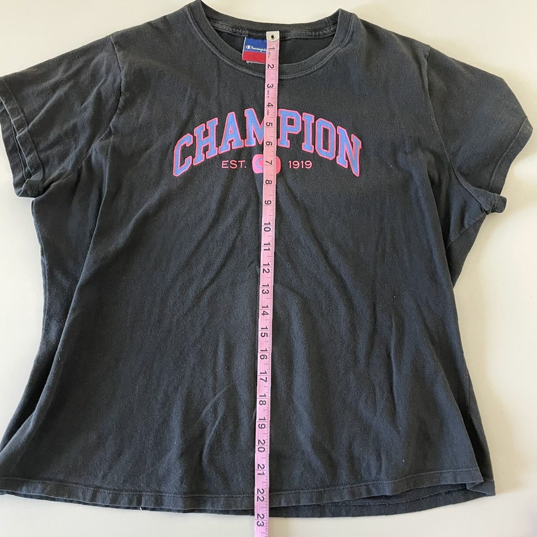 Champion VINTAGE Champion Spellout Classic Fit Short Sleeve T Shirt Women's XL Black Pink Size XL / US 12-14 / IT 48-50 - 5 Thumbnail