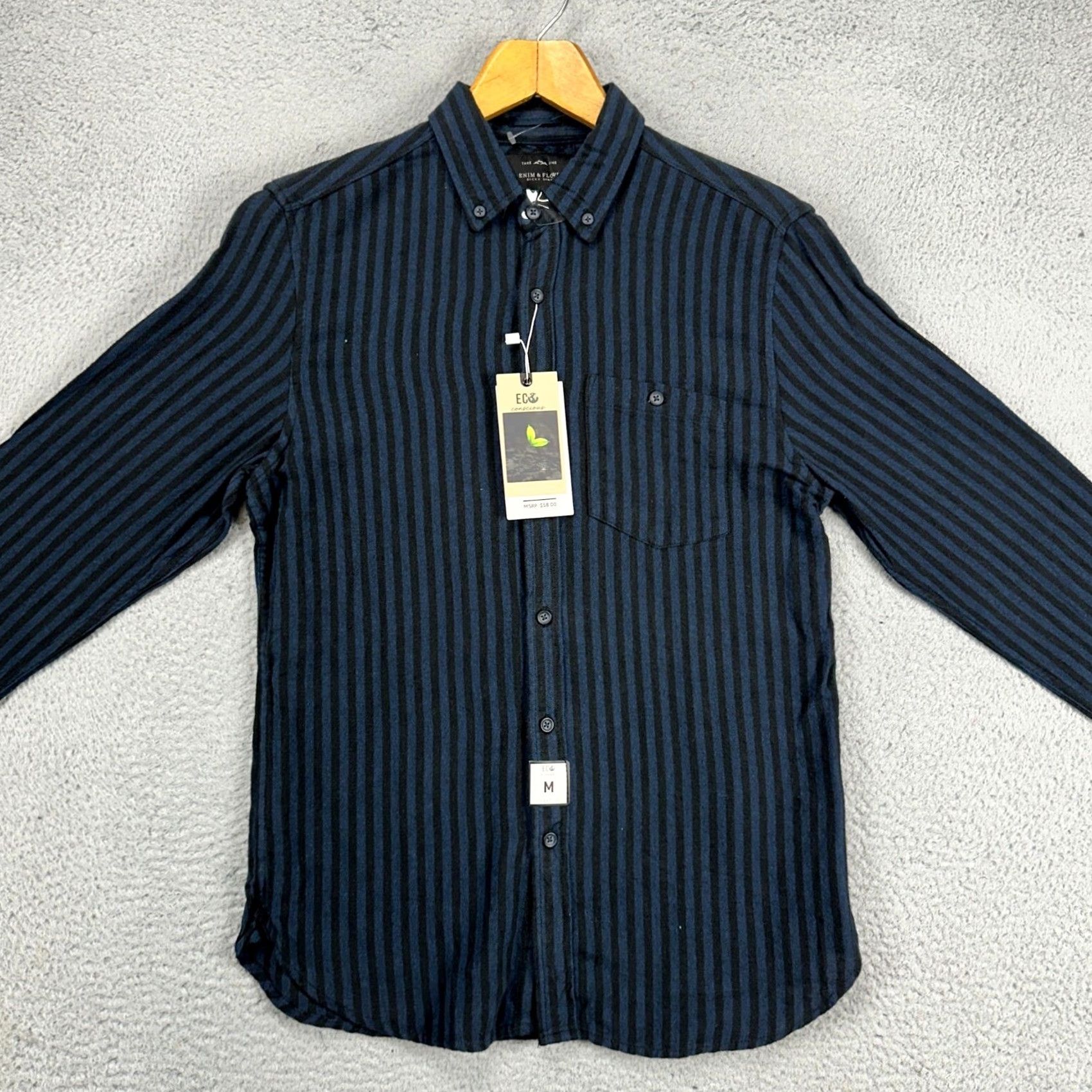 Denime Denim & Flower Denim Flannel Shirt Mens Medium Blue Black Stripes Button Down NEW Size US M / EU 48-50 / 2 - 3 Thumbnail