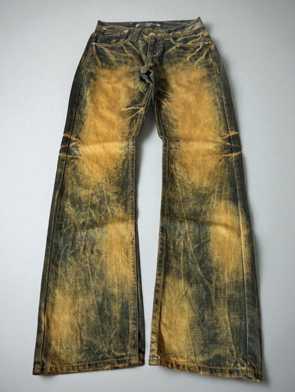 If Six Was Nine Red Pepper Shadow Mud Wash Embroidered Wings Jeans Size US 29 - 2 Thumbnail