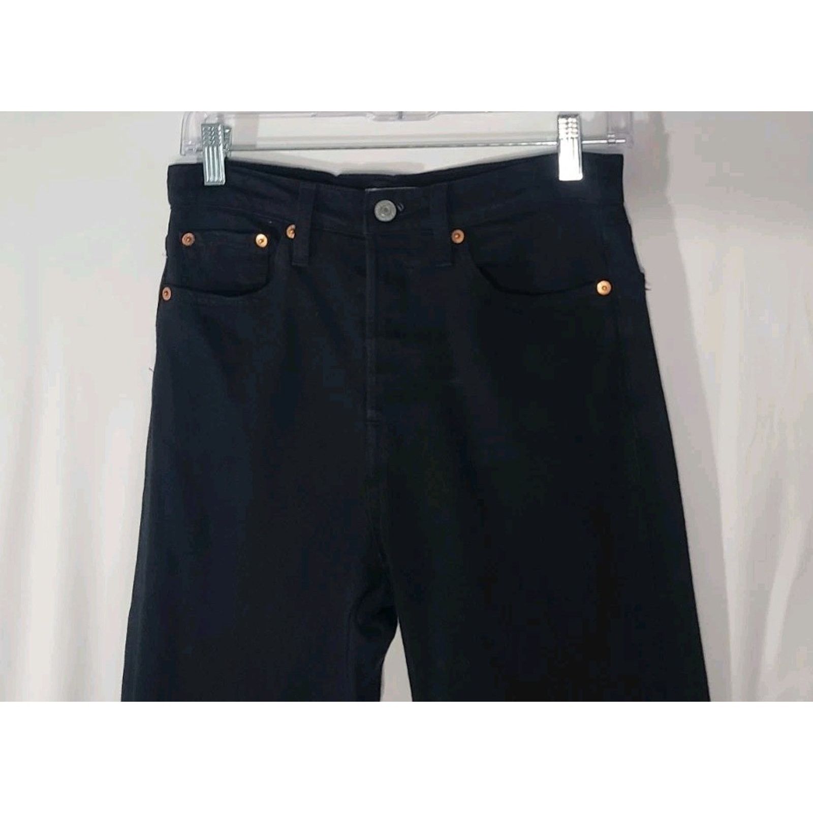 Levi's Levi's Premium Big E Wedgie Straight Ankle Black Jeans 26 Size 26" / US 2 / IT 38 - 4 Thumbnail