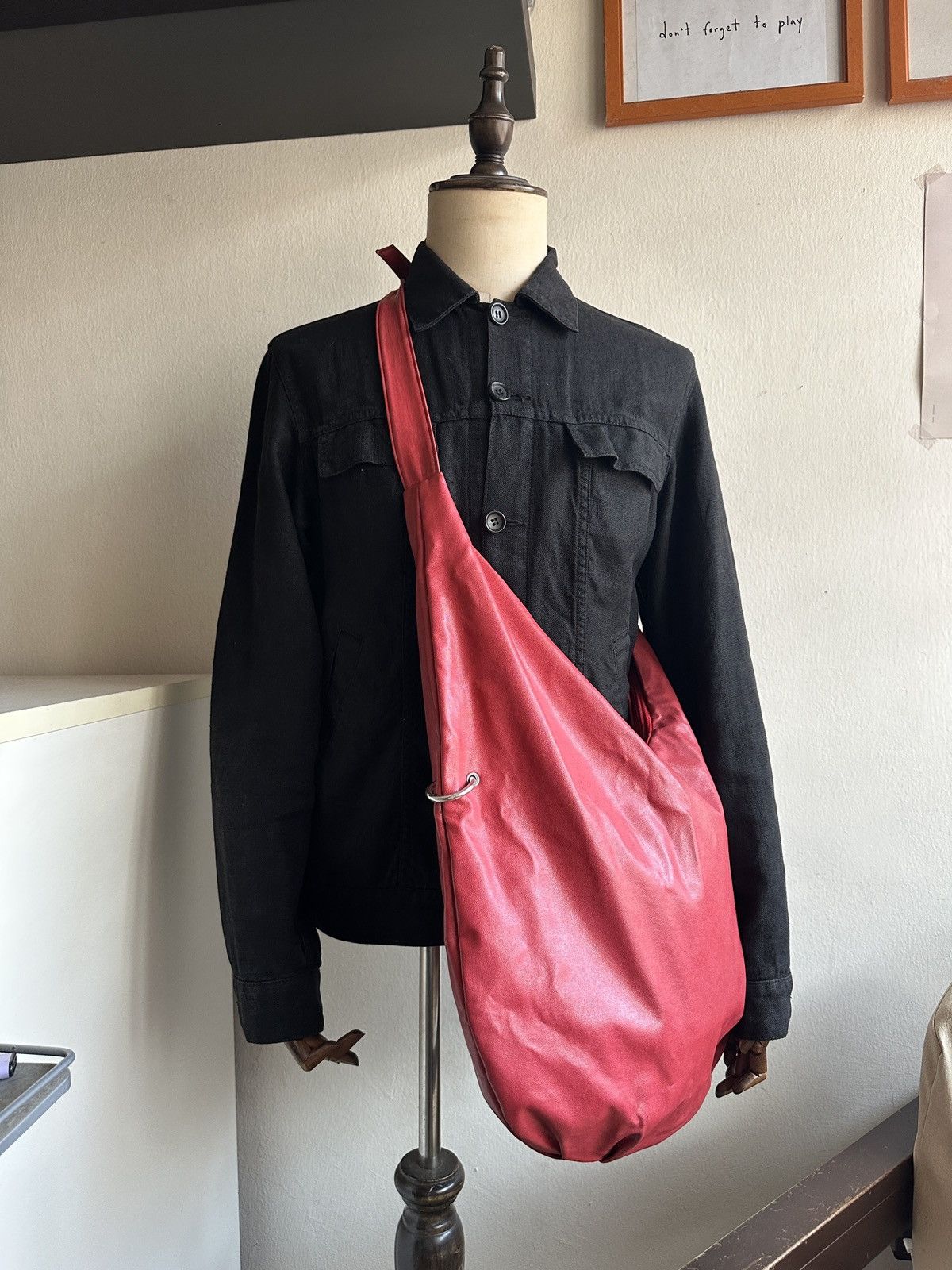 Japanese Brand 1990s BASARA TYO Red Leather Slouchy Hobo Sling Bag Size ONE SIZE - 10 Thumbnail
