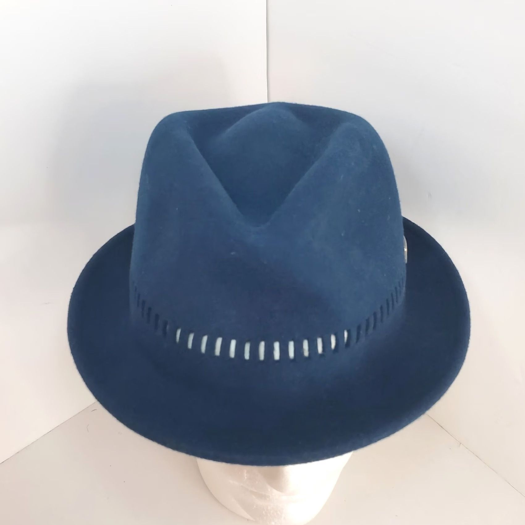 Vintage VINTAGE Bailys Of Hollywood Fedora Blue Felt 100% Wool L Mens Hipster Classic City Travel Size ONE SIZE - 4 Thumbnail