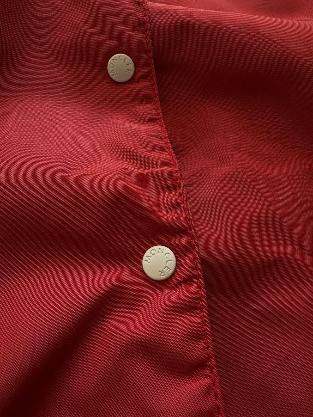 Moncler Moncler Red Nylon Varsity Bomber Jacket Snap Button Up sz 0 Size XS / US 0-2 / IT 36-38 - 6 Thumbnail