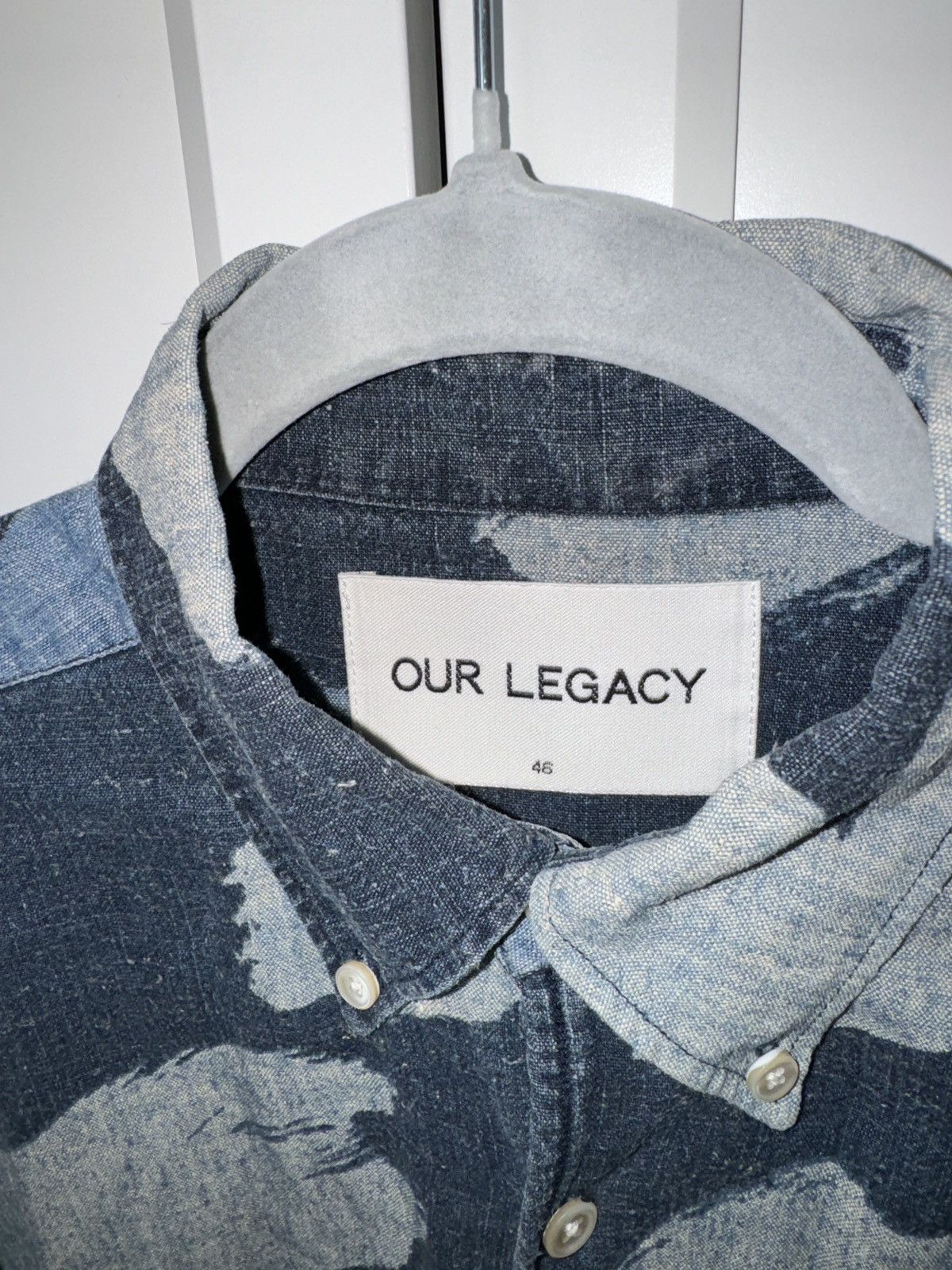 Our Legacy Our Legacy SS15 hemp / cotton like blue camo shirt Size US S / EU 44-46 / 1 - 2 Thumbnail