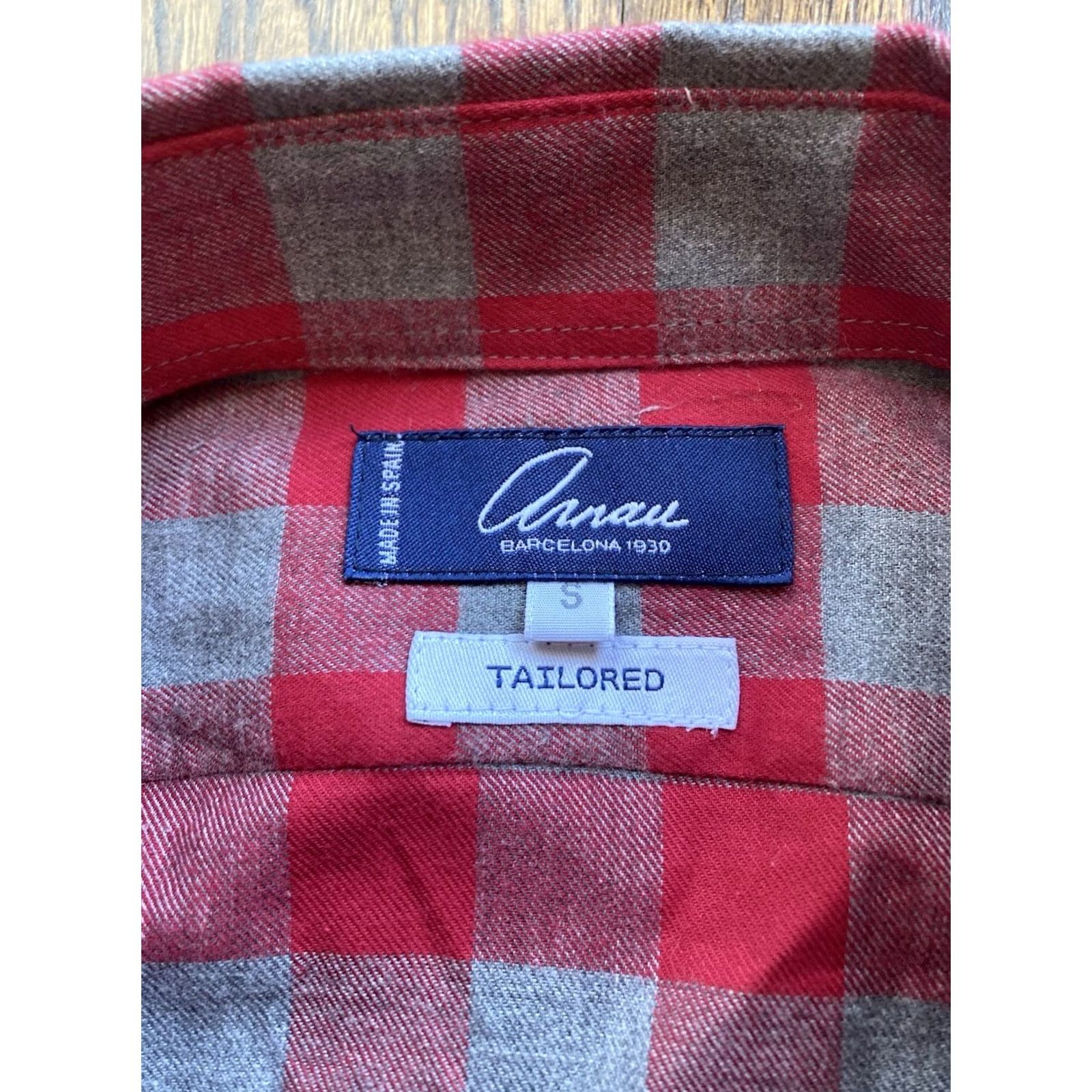 Vintage NWT Arnau Barcelona Shirt Mens Small Long Sleeve Button Plaid Red Cotton Size US S / EU 44-46 / 1 - 3 Thumbnail