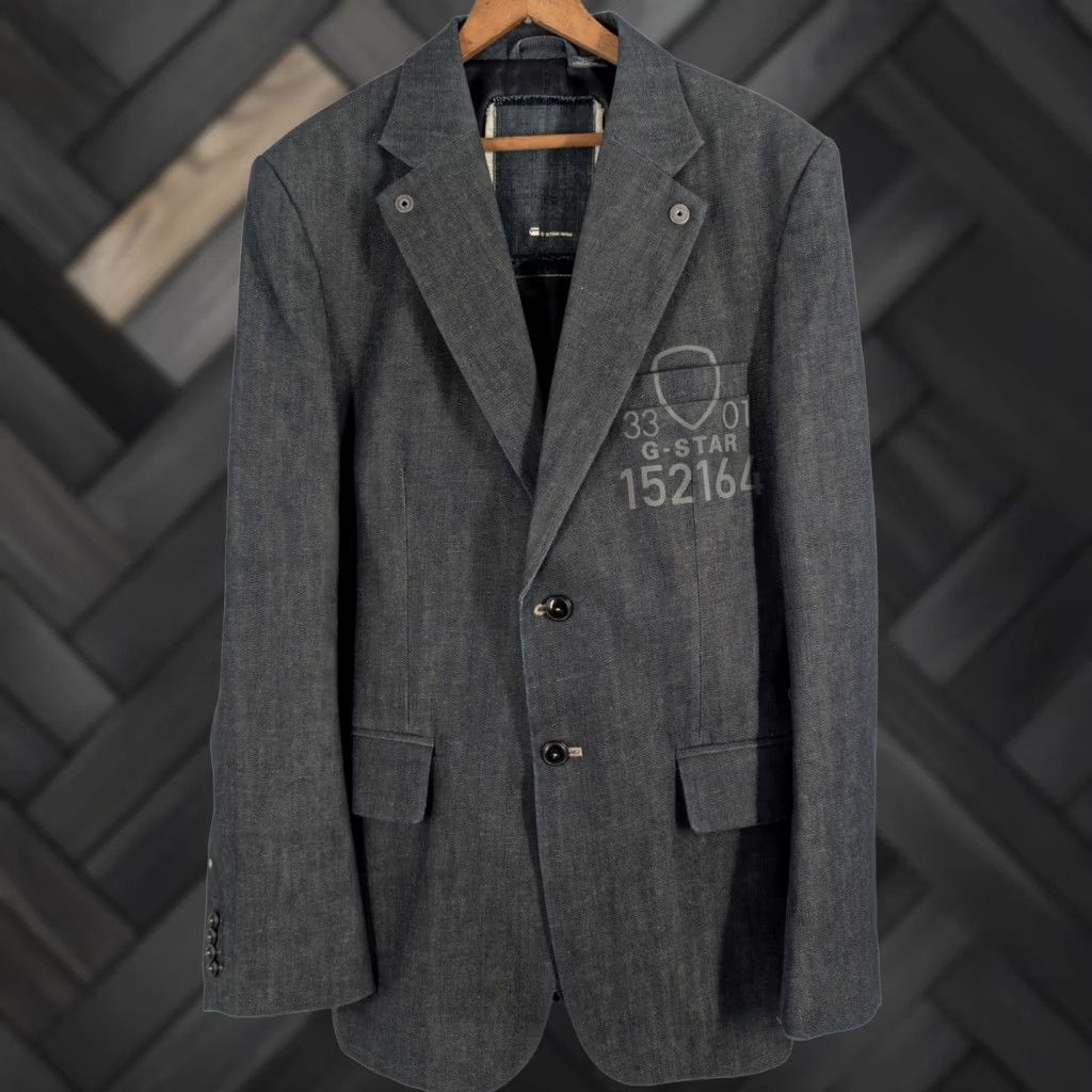 G-Star VINTAGE G-Star Raw Shield Blazer Denim Jacket XL 44 Mid-Length Men Blue Denim Coat Blazer Stars 2000s HipHop Rock Size US XL / EU 56 / 4 - 1 Thumbnail