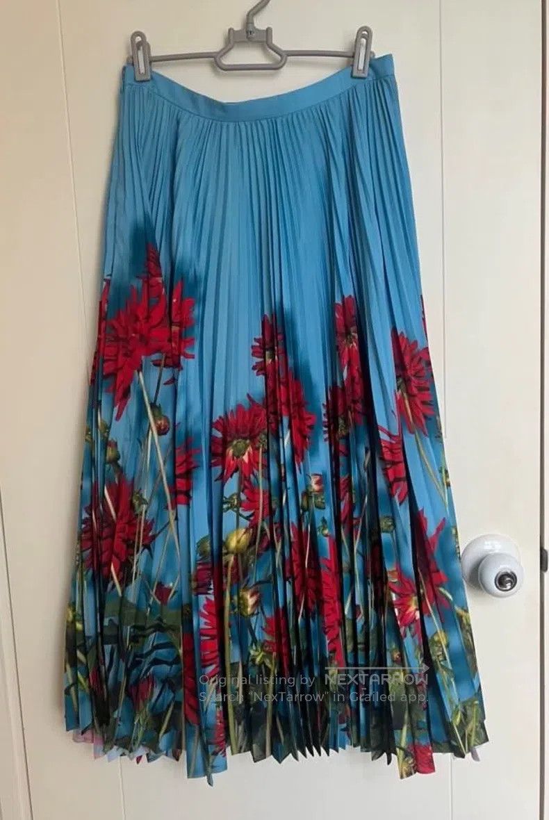 Dries Van Noten Dries Van Noten Runway-Style Silk Floral Pleated Skirt Size 35" - 2 Thumbnail