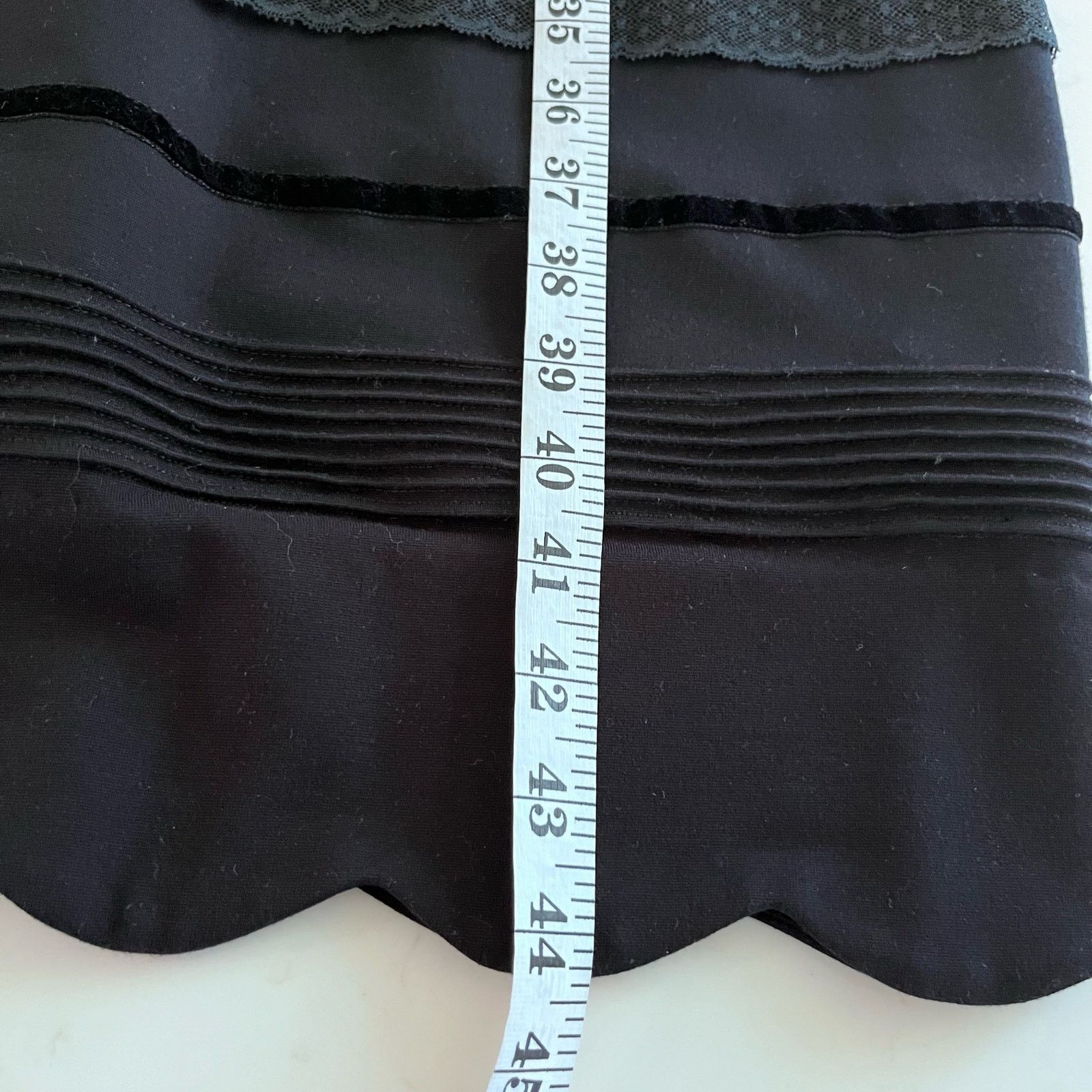 RED Valentino Red Valentino Black Lace Velvet Trim Knee Length Dress Size L / US 10 / IT 46 - 11 Thumbnail