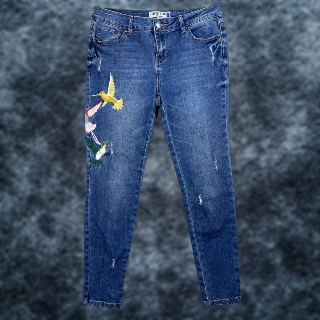 Velvet Velvet Heart Jeans Womens 28 Sadie Mid Rise Super Skinny Embroidered Butterfly Size 28" / US 6 / IT 42 - 1 Thumbnail