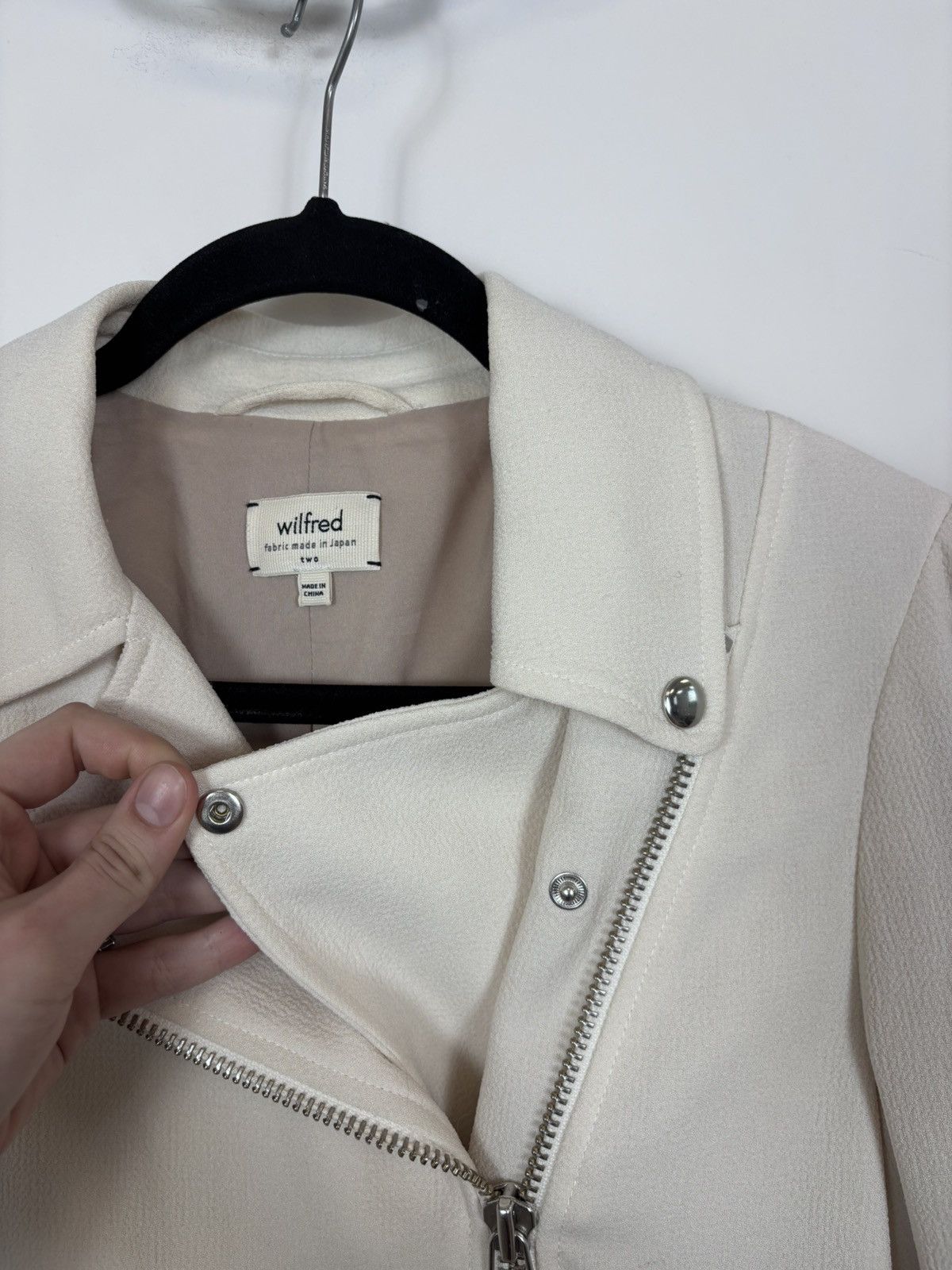 Aritzia Wilfred Aritzia Montesson Women’s Beige Ivory Moto Jacket Size S / US 4 / IT 40 - 9 Thumbnail