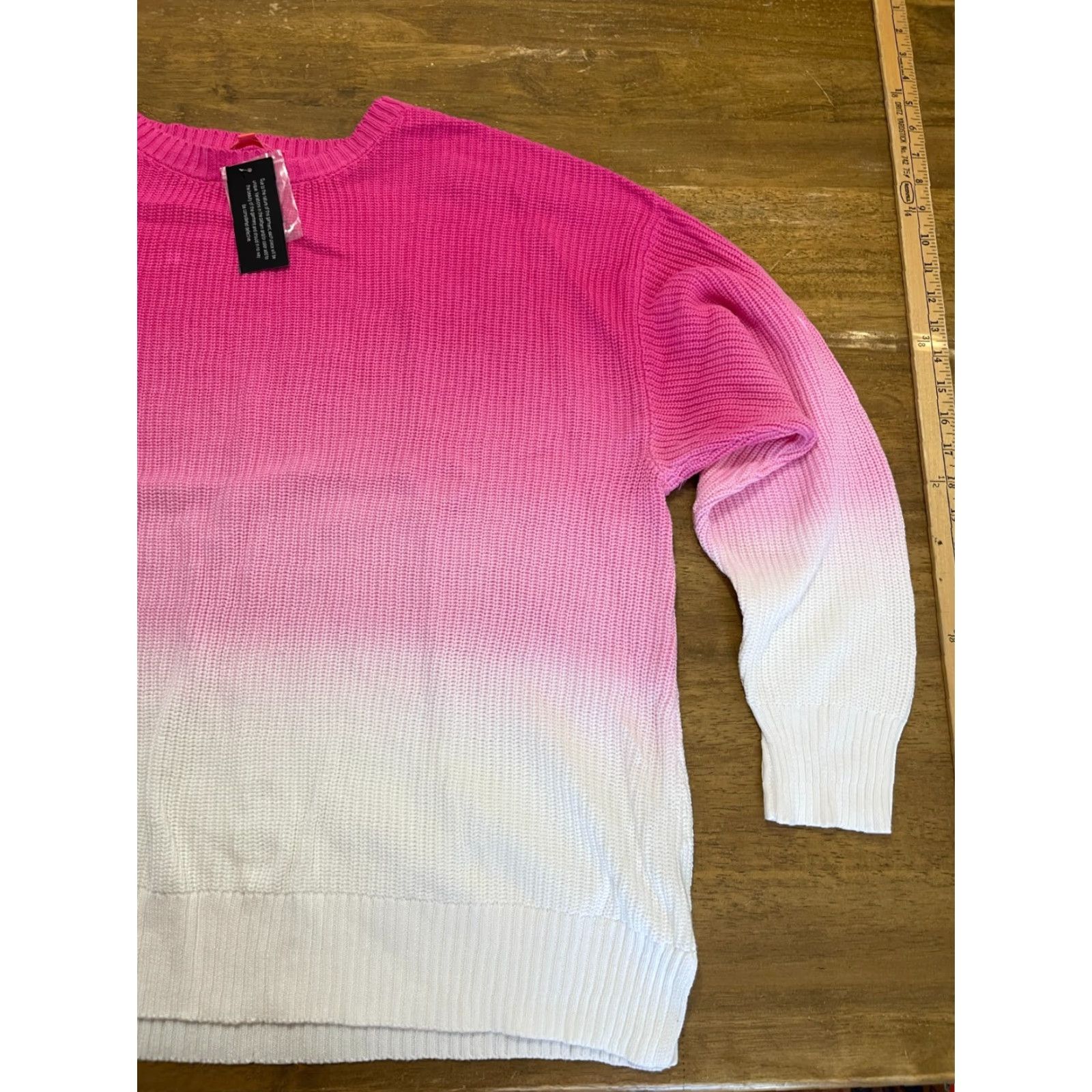 Vintage All Worthy Shirt Womens 2X Pink White Ombre Crew Neck Pullover Knit Sweater Size XXL / US 16-18 / IT 52-54 - 4 Thumbnail