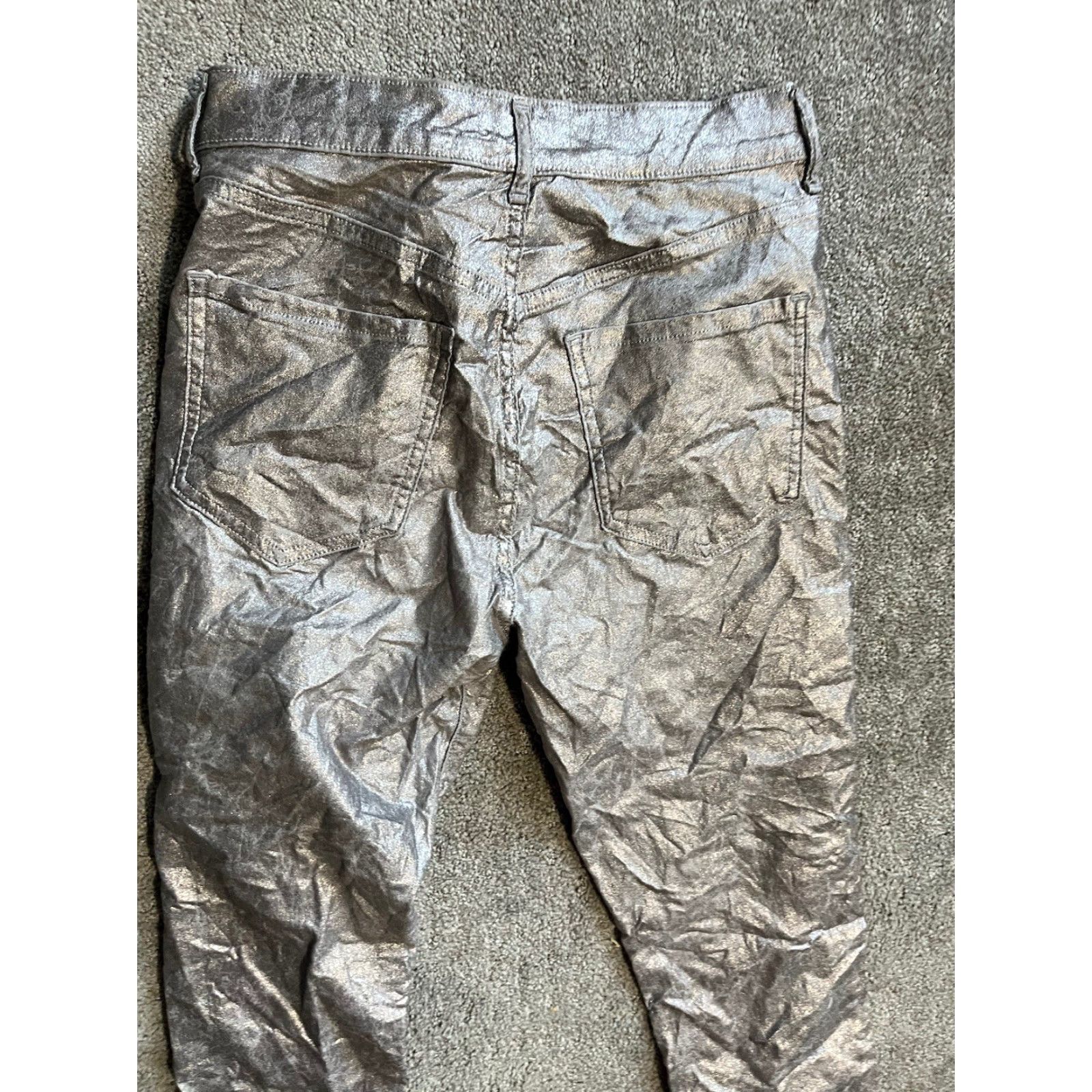 Express VINTAGE Express Jeans Women 2R Slim Skinny High Rise Silver Shimmer Stretch Denim Pants Regular Rise Metal Theme 2000s (If applicable) Size 26" / US 2 / IT 38 - 4 Thumbnail